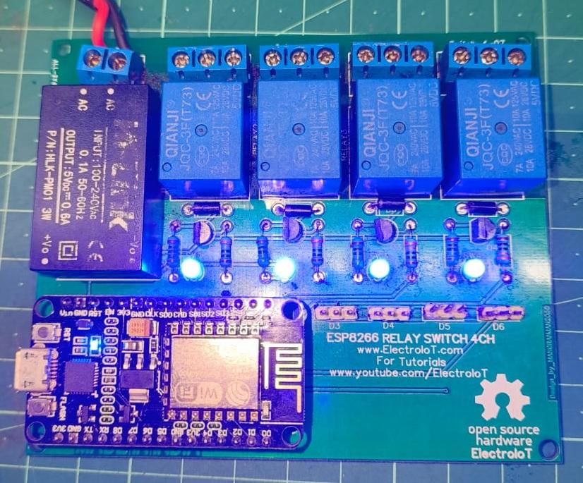 ESP8266 4-Relay IoT Control With Arduino Cloud & Push Buttons