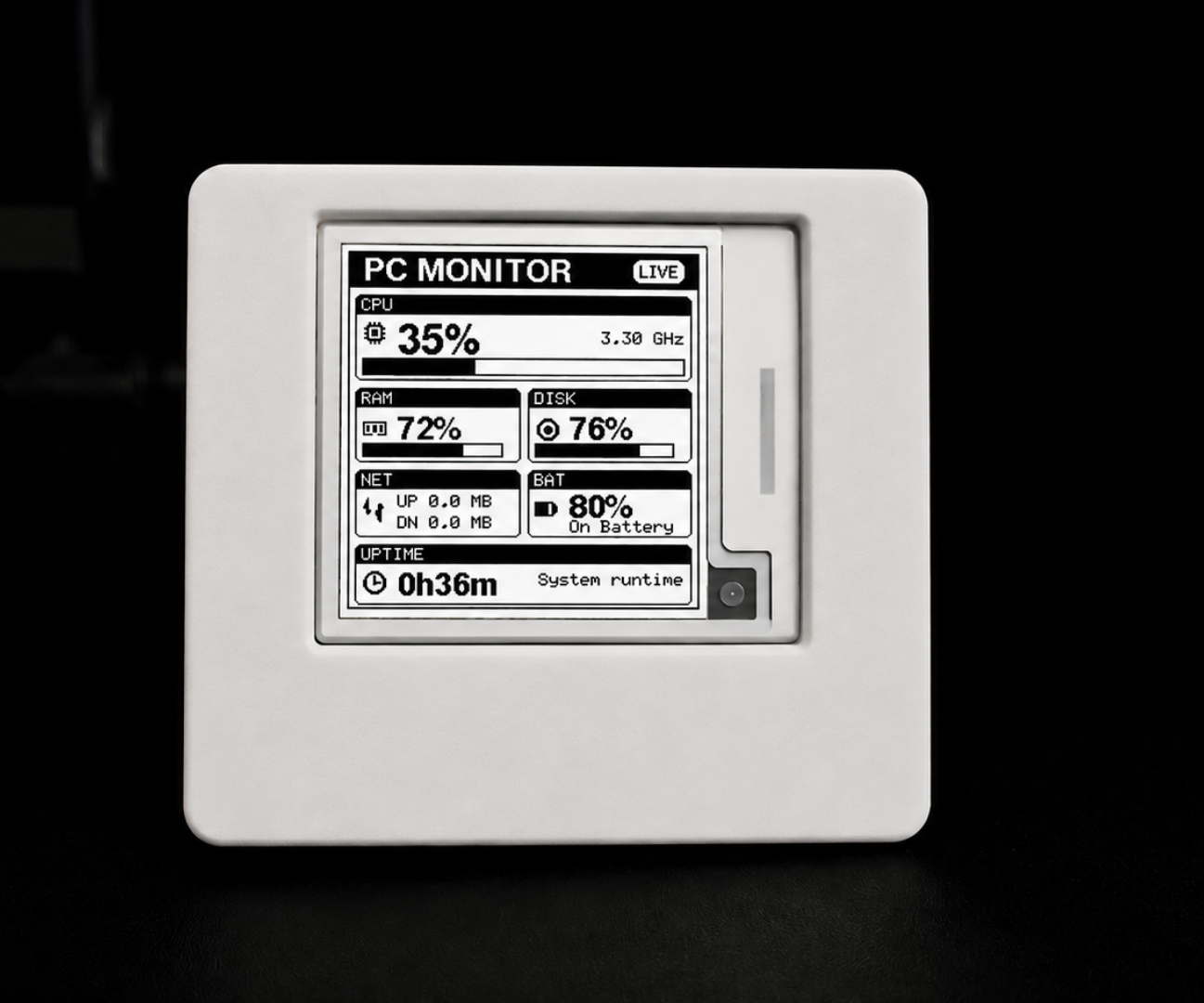 ESP32 PC Performance Monitor. Real‑Time System Stats eink