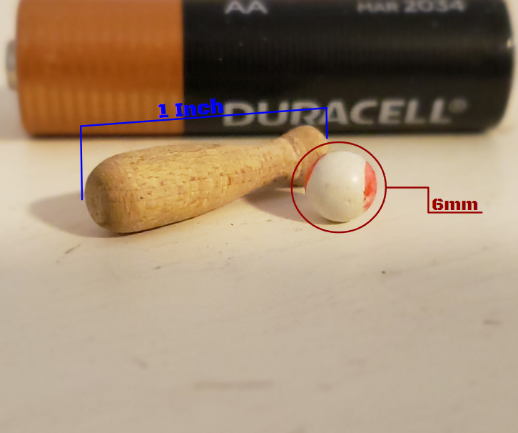 Tiny Baseball Bat and Ball