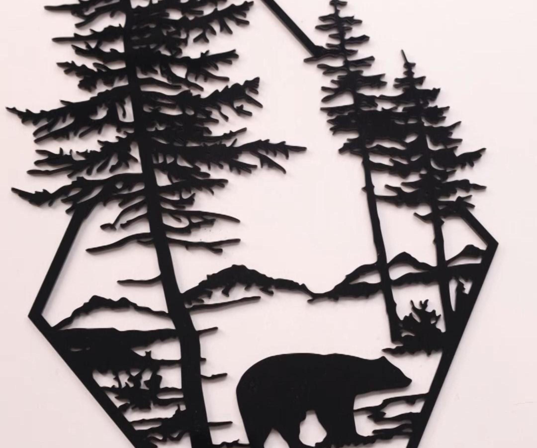 How to Laser Cutt a Polar Bear Forest Scene Wall Art