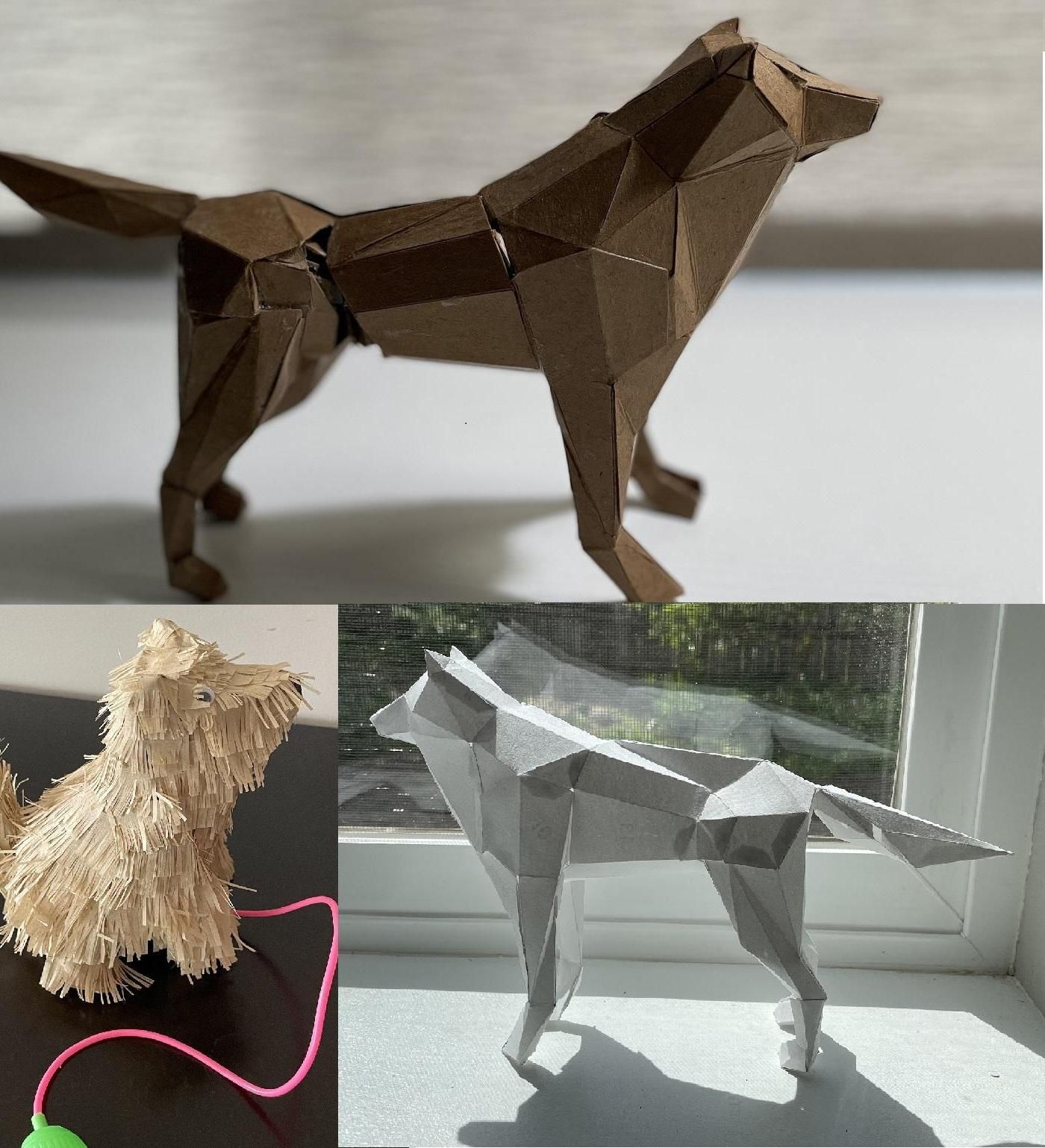 Air-Powered Moving Cardboard Models: "Walking Dog" and "Barking Dog"