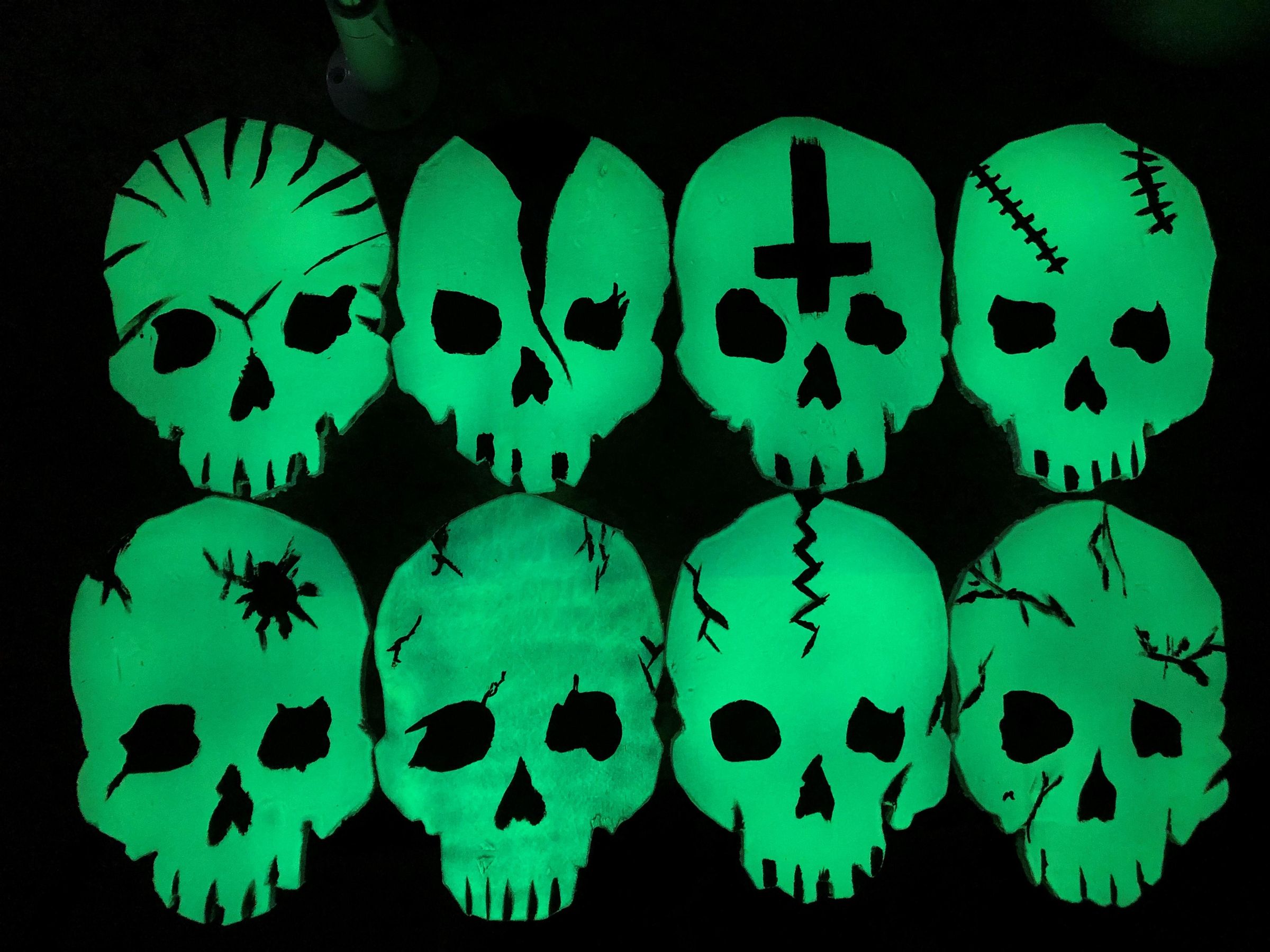 Homemade Glowing or Non-glowing Skull Decorations for Halloween