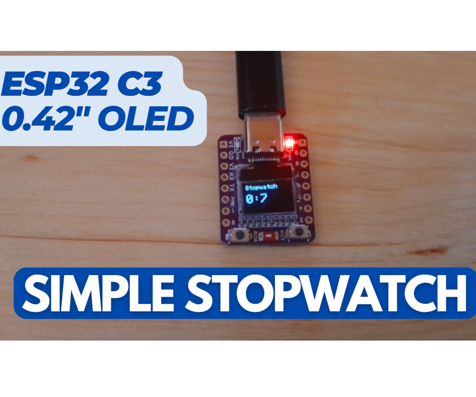Make ESP32-C3 0.42″ OLED Stopwatch – Visual Programming With Visuino