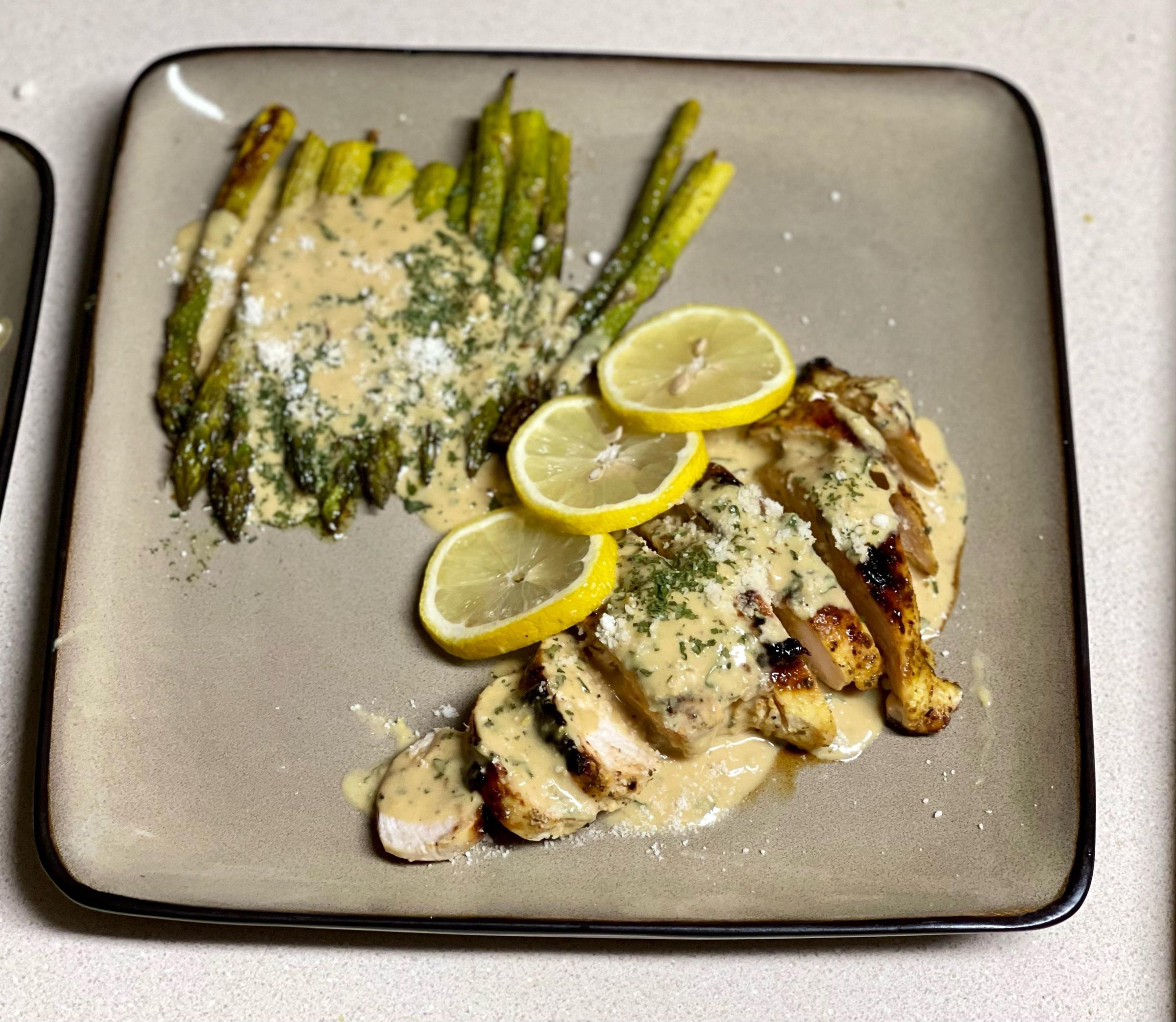 Creamy Lemon Chicken With Roasted Asparagus