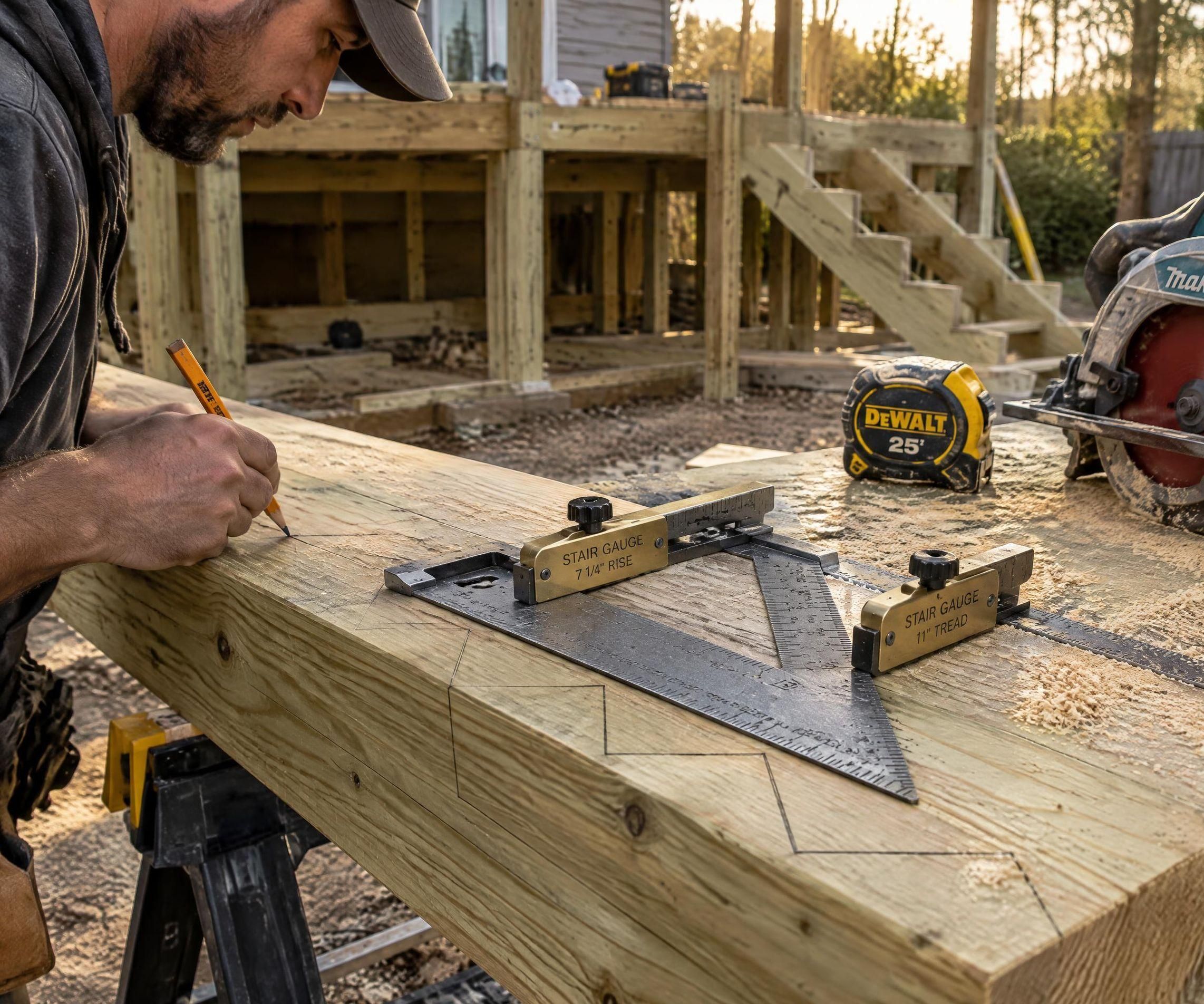 How to Lay Out Deck Stair Stringers (With the Math)