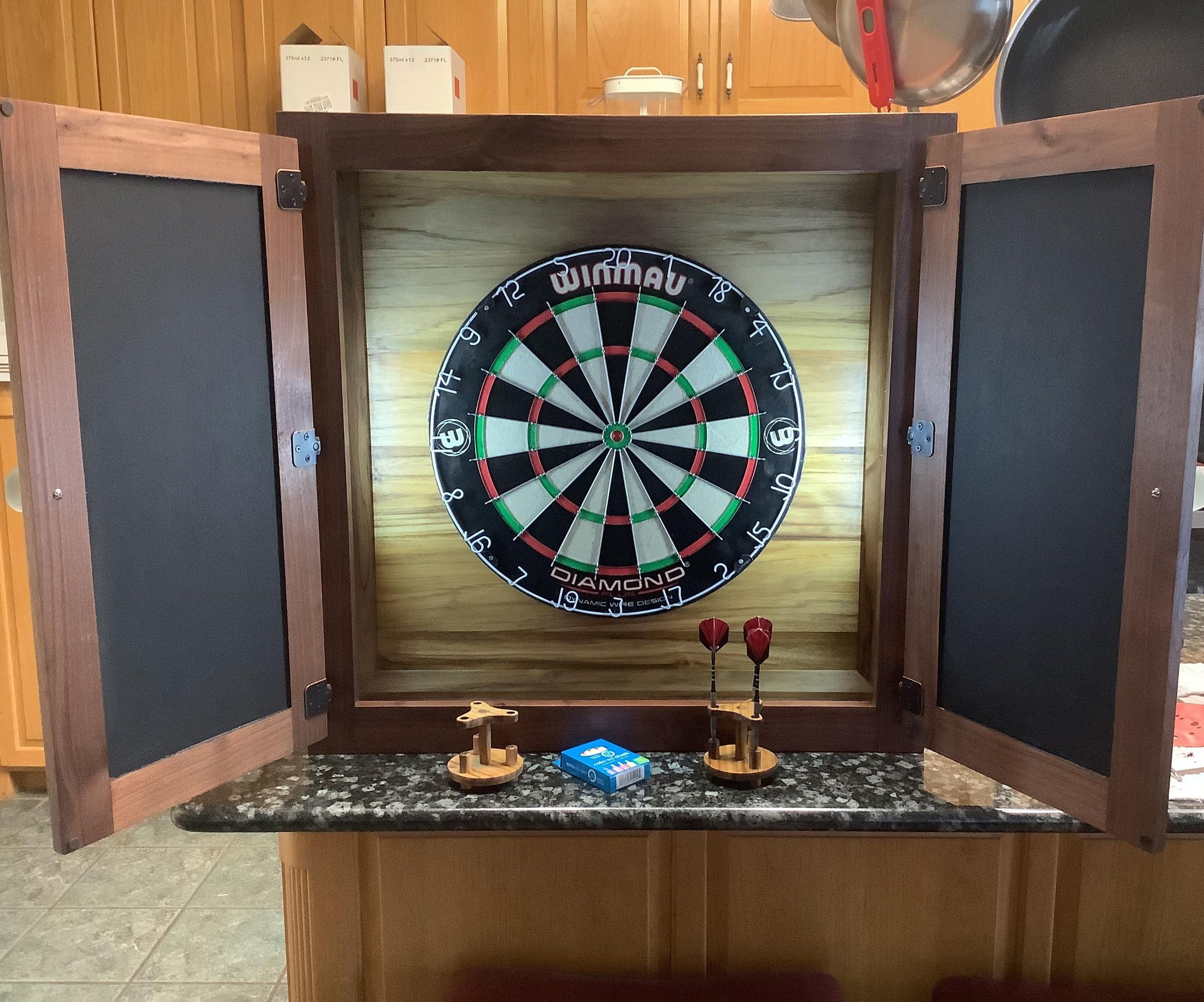 Deluxe Dart Board Cabinet Set