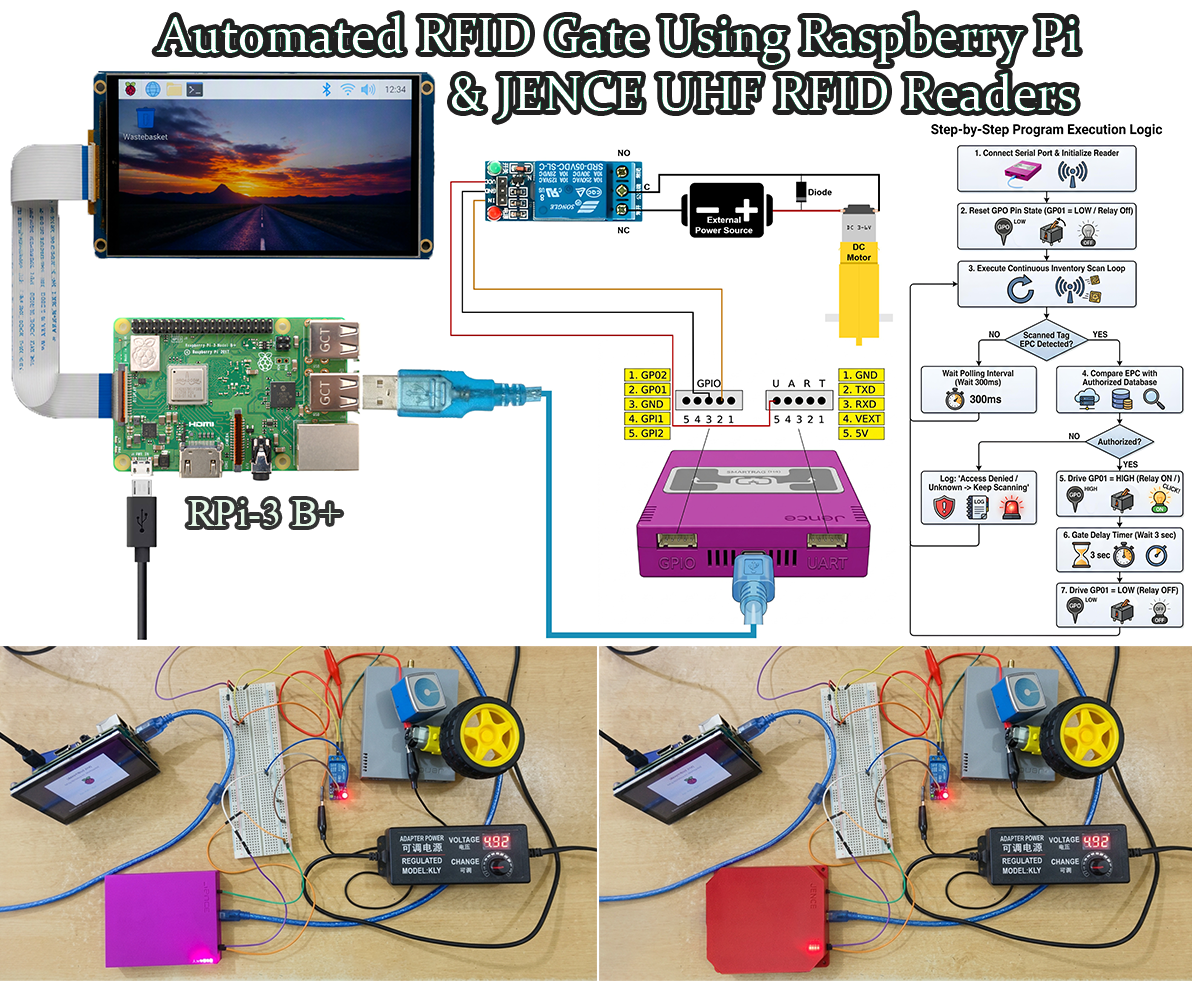 How to Build an Automated RFID Gate System With Raspberry Pi and JENCE UHF Readers for Access Control.