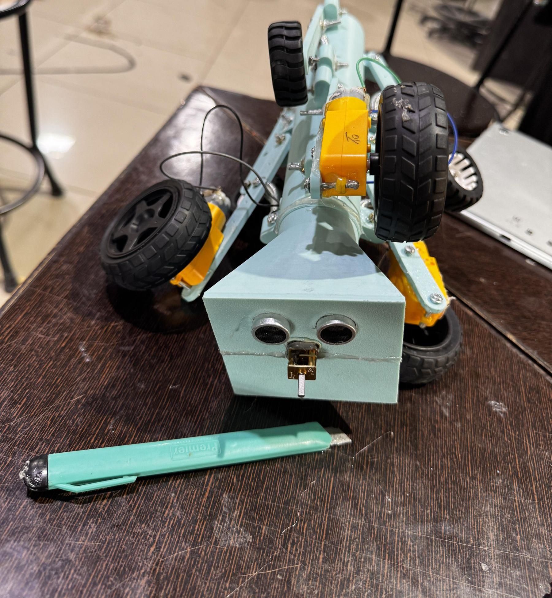 WiFi-Controlled Pipe Cleaning Robot With NodeMCU Web Dashboard (Drill + Ultrasonic + Live Sensor Feed)