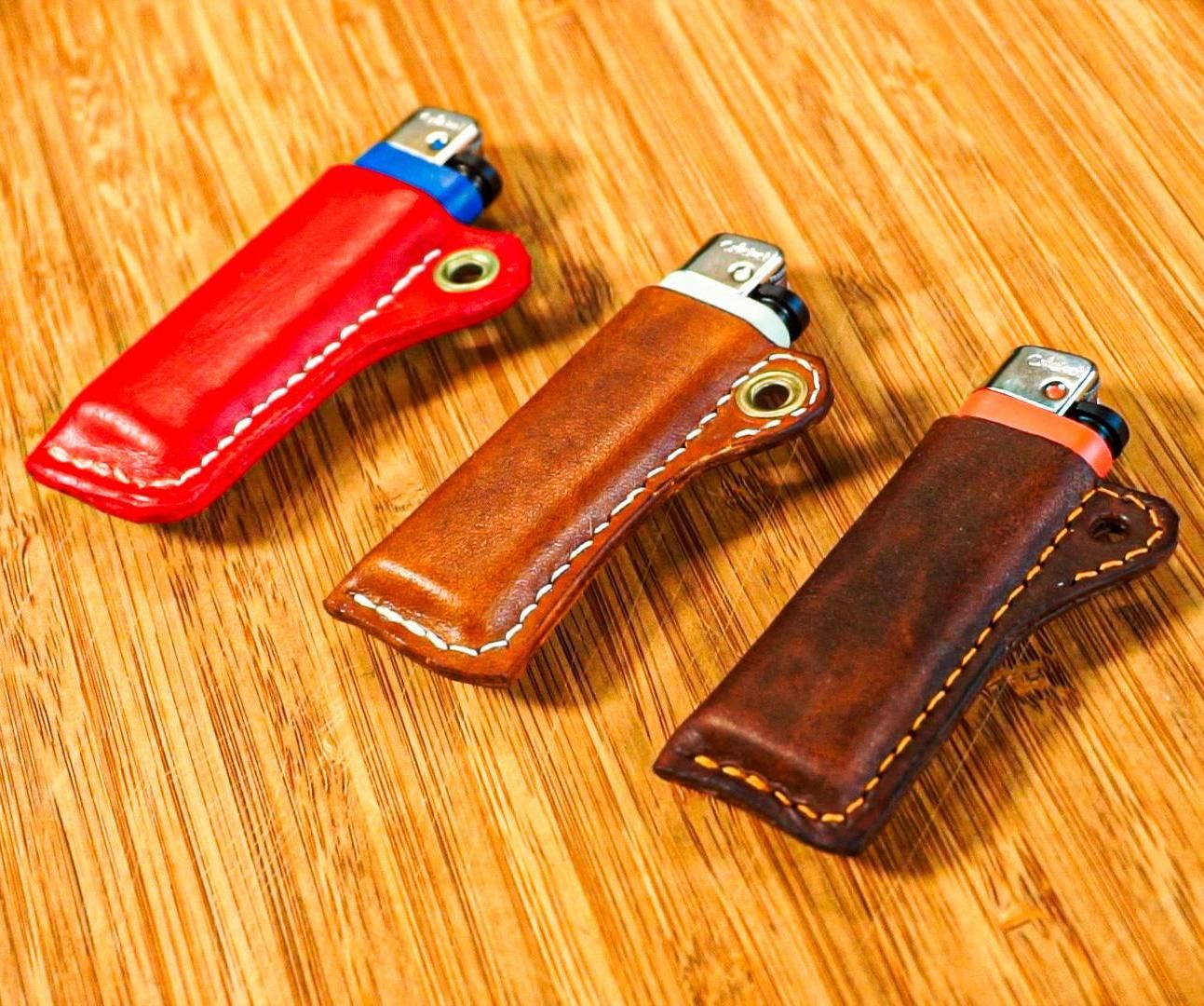 EDC Leather Lighter Keyring Case