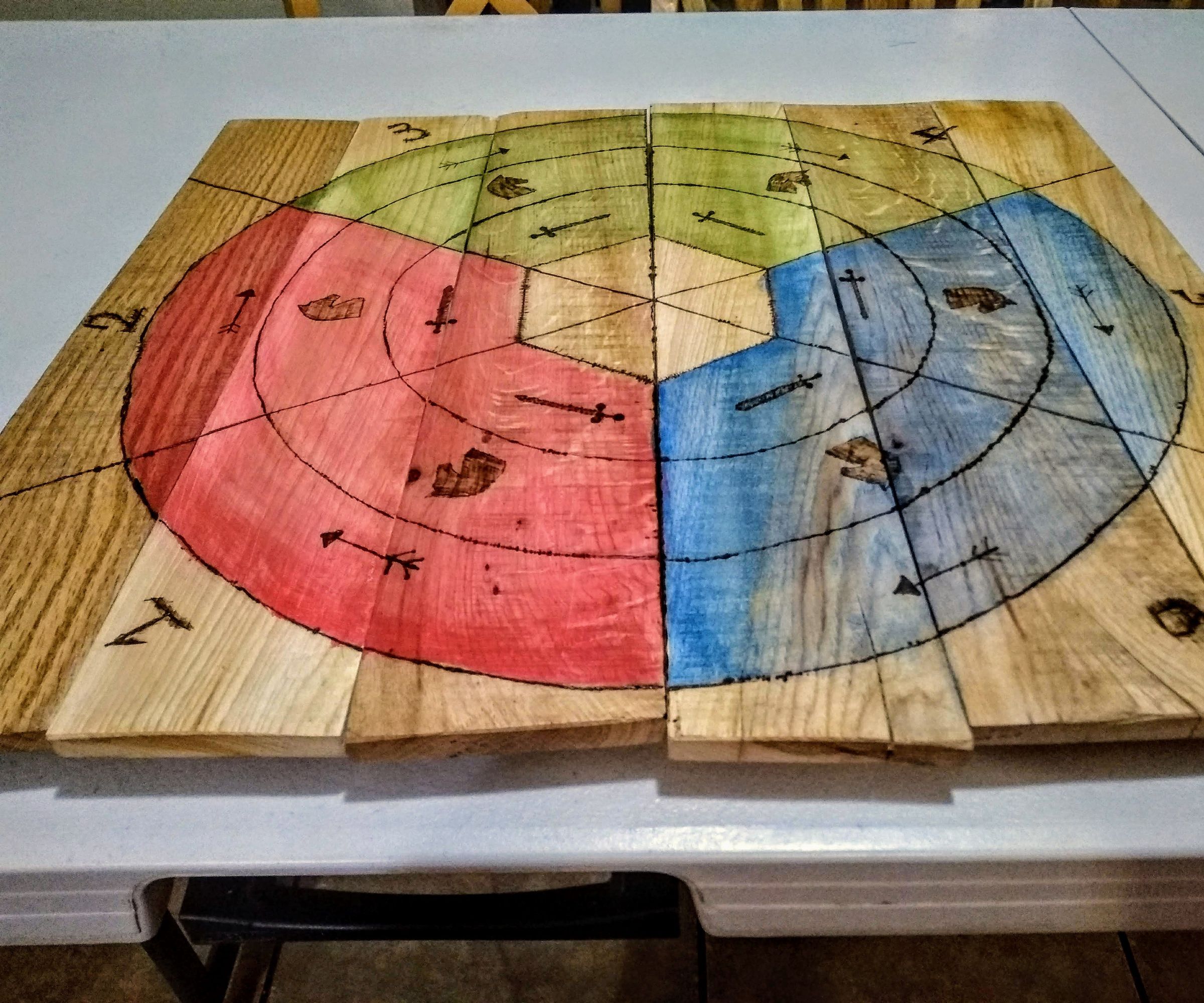Woodburned Castle Panic Pallet Game Board