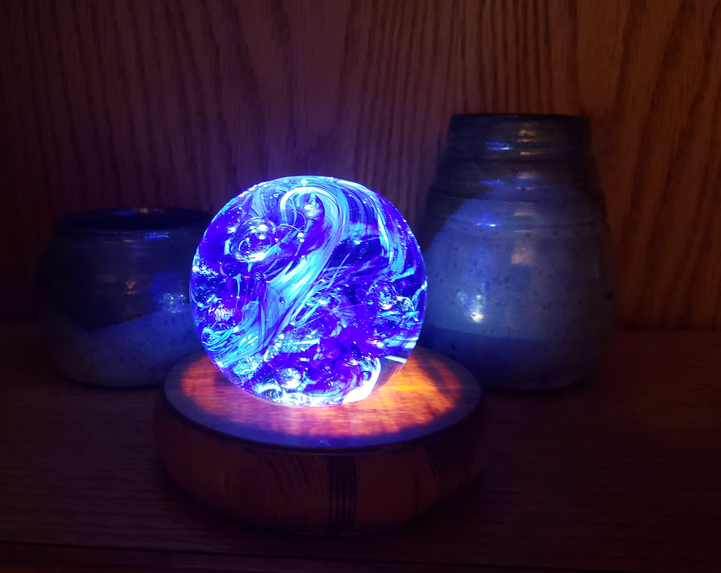 Rechargeable Wooden LED Collectable Display Stand