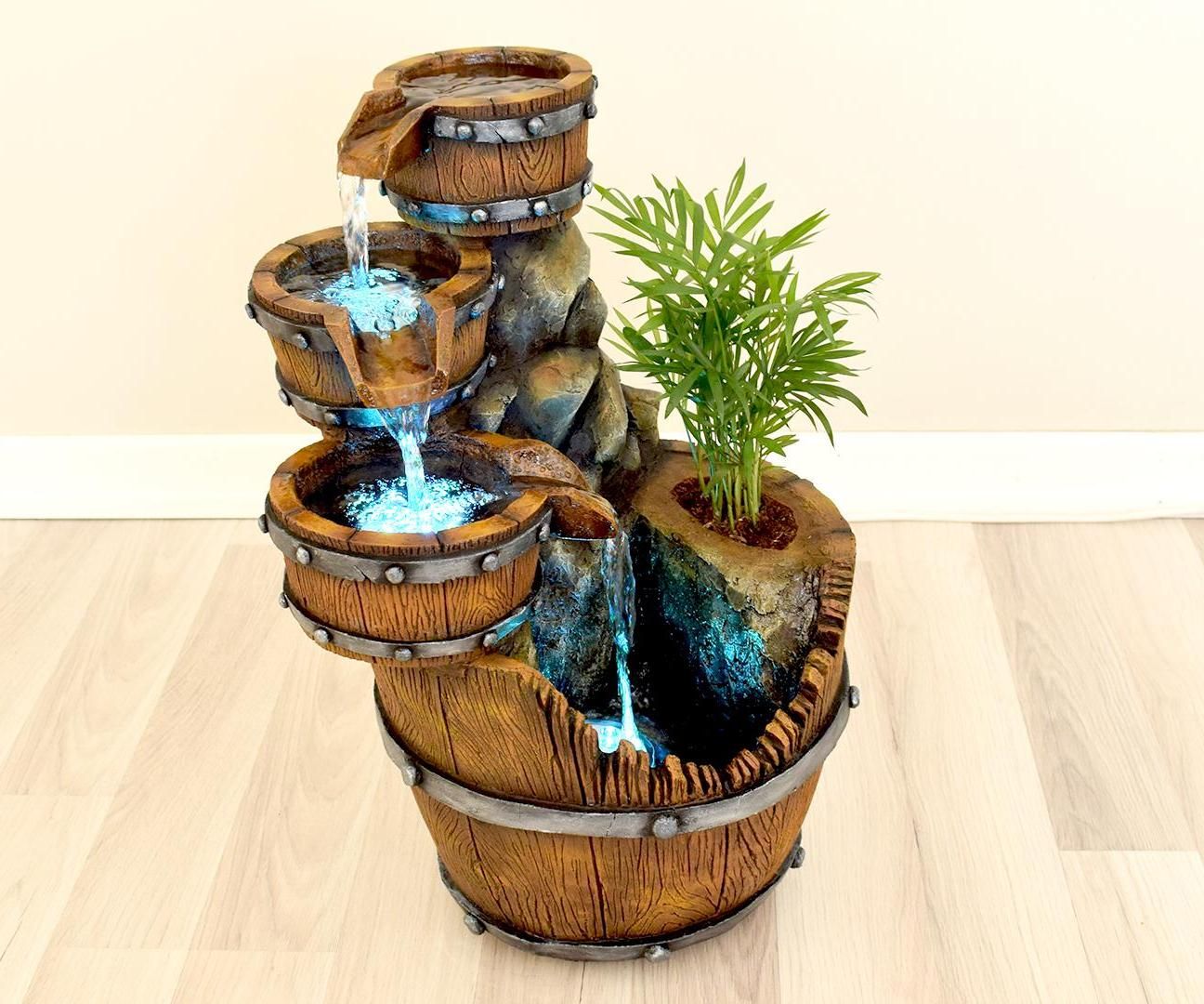 Concrete Barrel Waterfall Fountain Pot