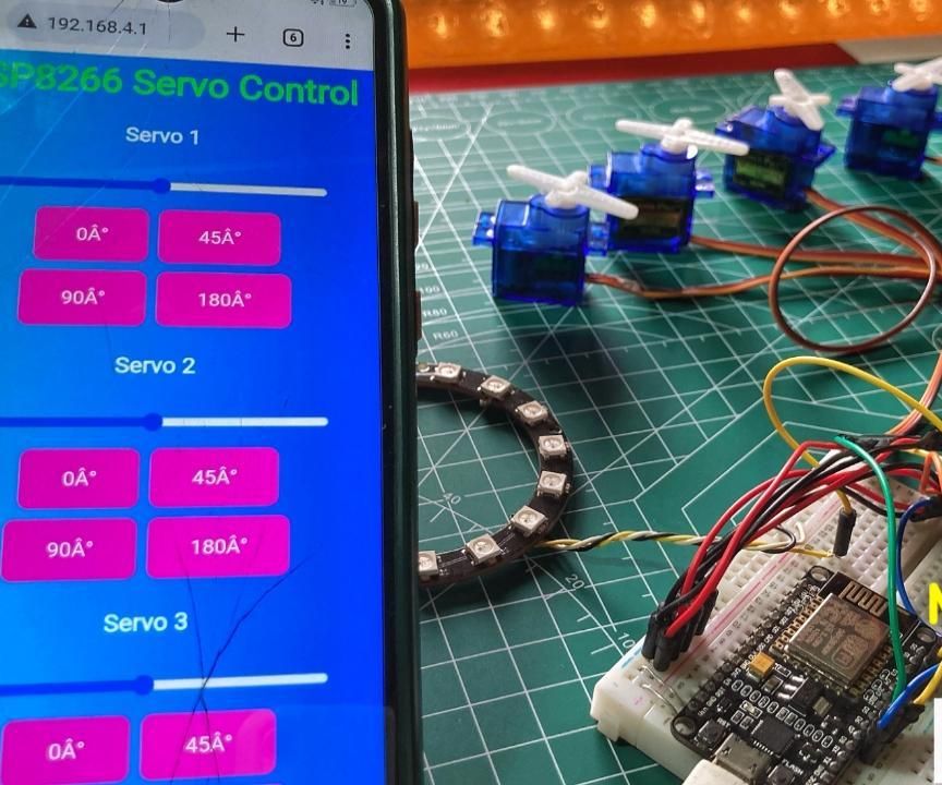 ESP8266 Webserver Multiple Servo Motor Control