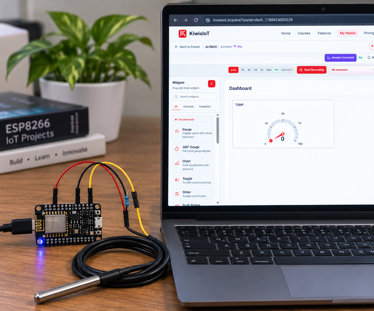IoT Temperature Monitoring Using ESP8266, DS18B20 & KiwisIoT Dashboard
