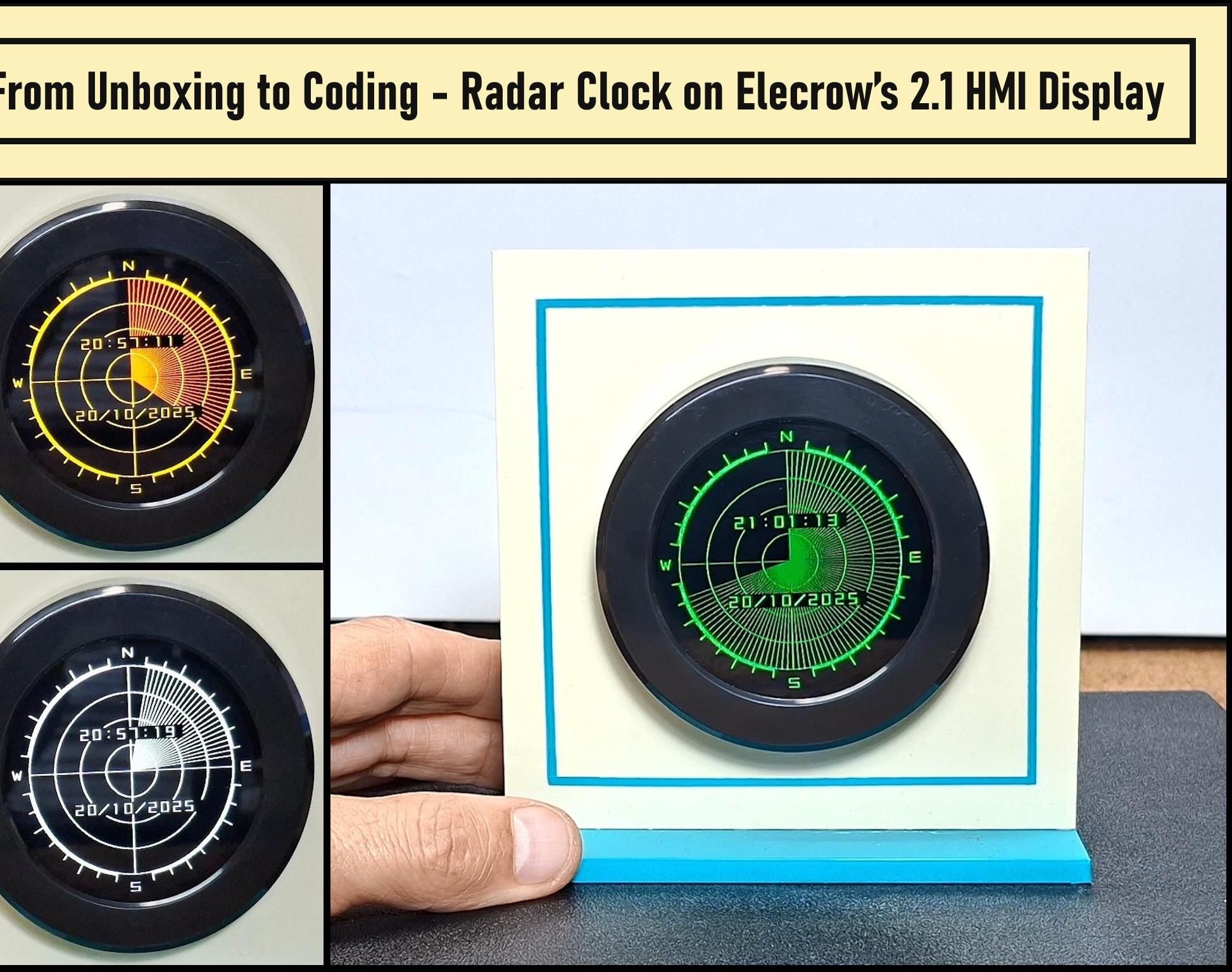 From Unboxing to Coding - Radar Clock on Elecrow’s 2.1 HMI Display