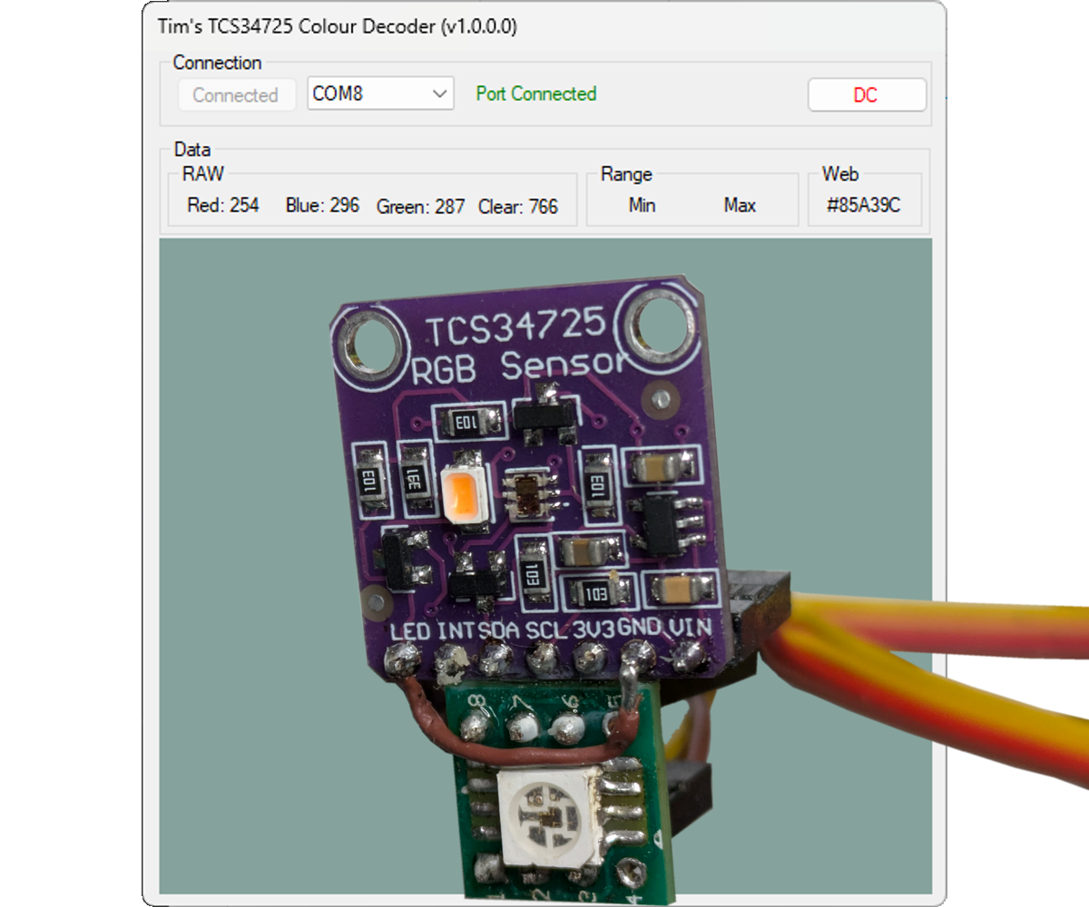 Tim Plays With the TCS34725 Colour Sensor.
