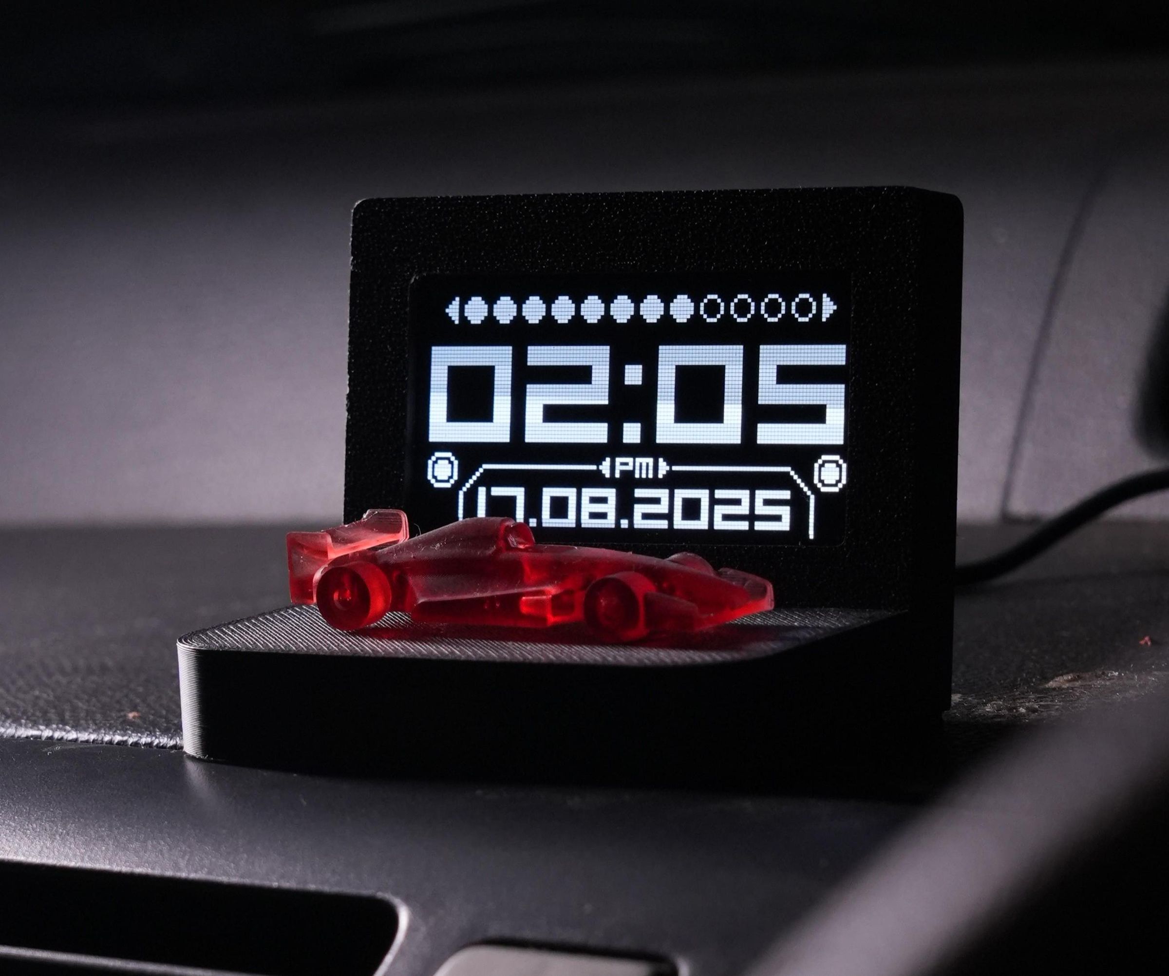 F1 Cockpit-Inspired Digital OLED Clock With ESP32