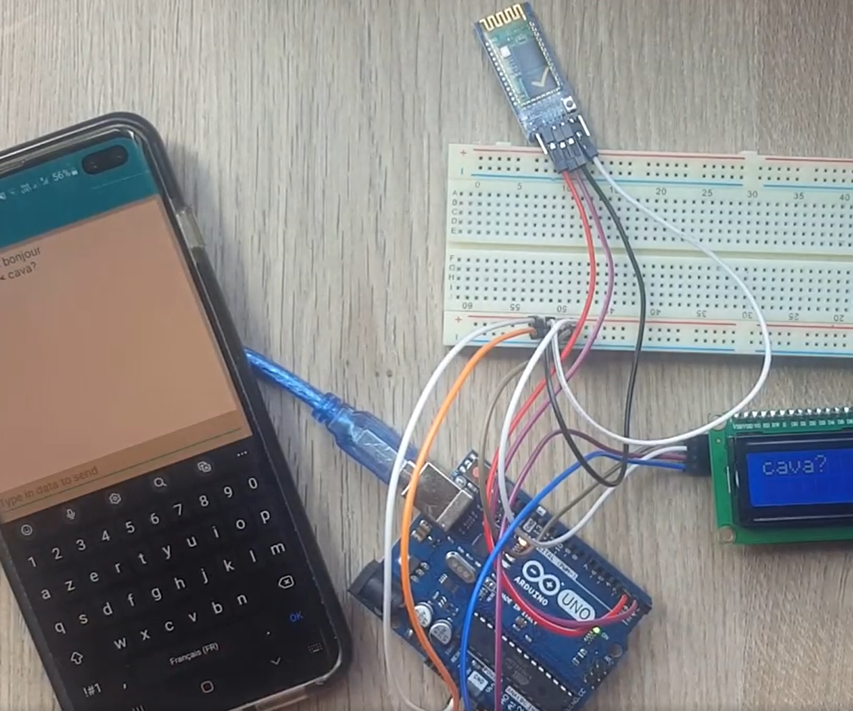 Arduino UNO + Module Bluetooth HC-05 + LCD 16x2 I2C