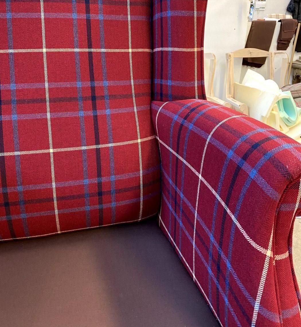How to Upholster a Modern Wing Chair in a Check Fabric (and Match Every Line)