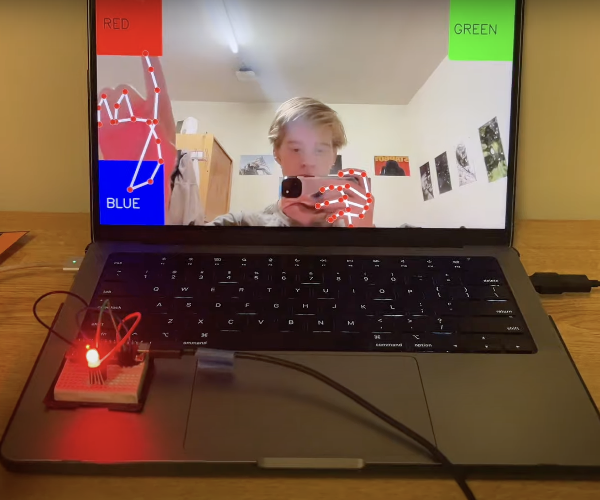 Hand Tracking With Media Pipe and Arduino to Control the Color of an RGB LED