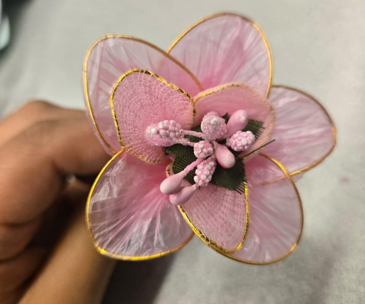Beautiful Flower Made Out of Plastic Bags