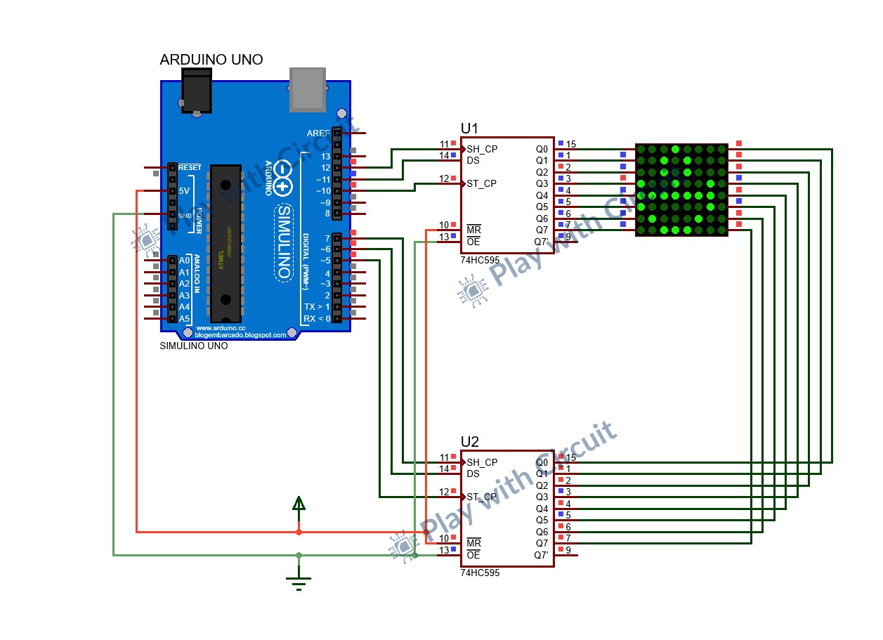 Displaying Diwali Patterns on an 8x8 LED Matrix Using Arduino and 74HC595 Shift Registers Schematic Diagram.png