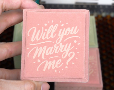 Laser Engrave Flannel Ring Box for Valentine's Day