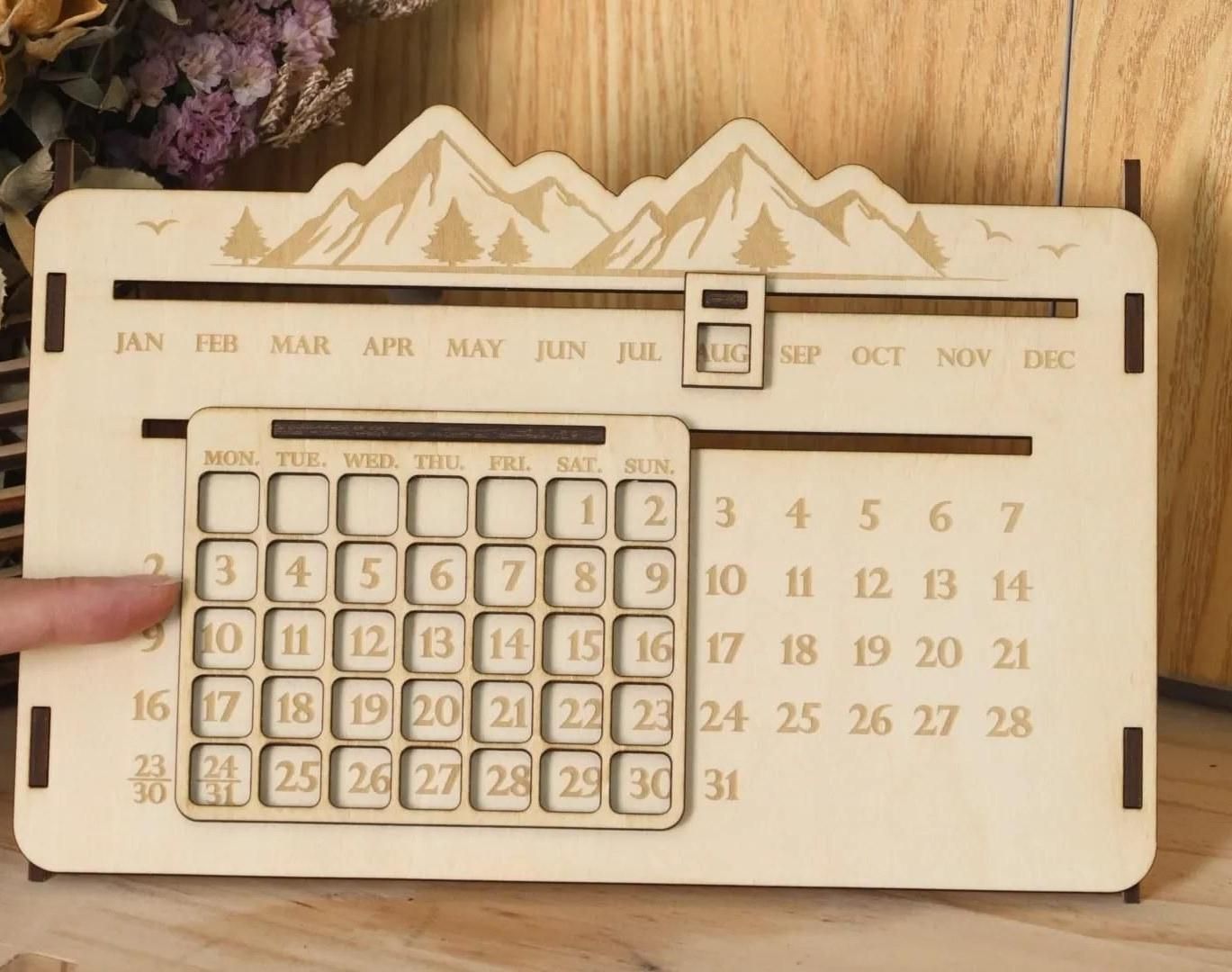 DIY Laser-Cut Desk Perpetual Calendar
