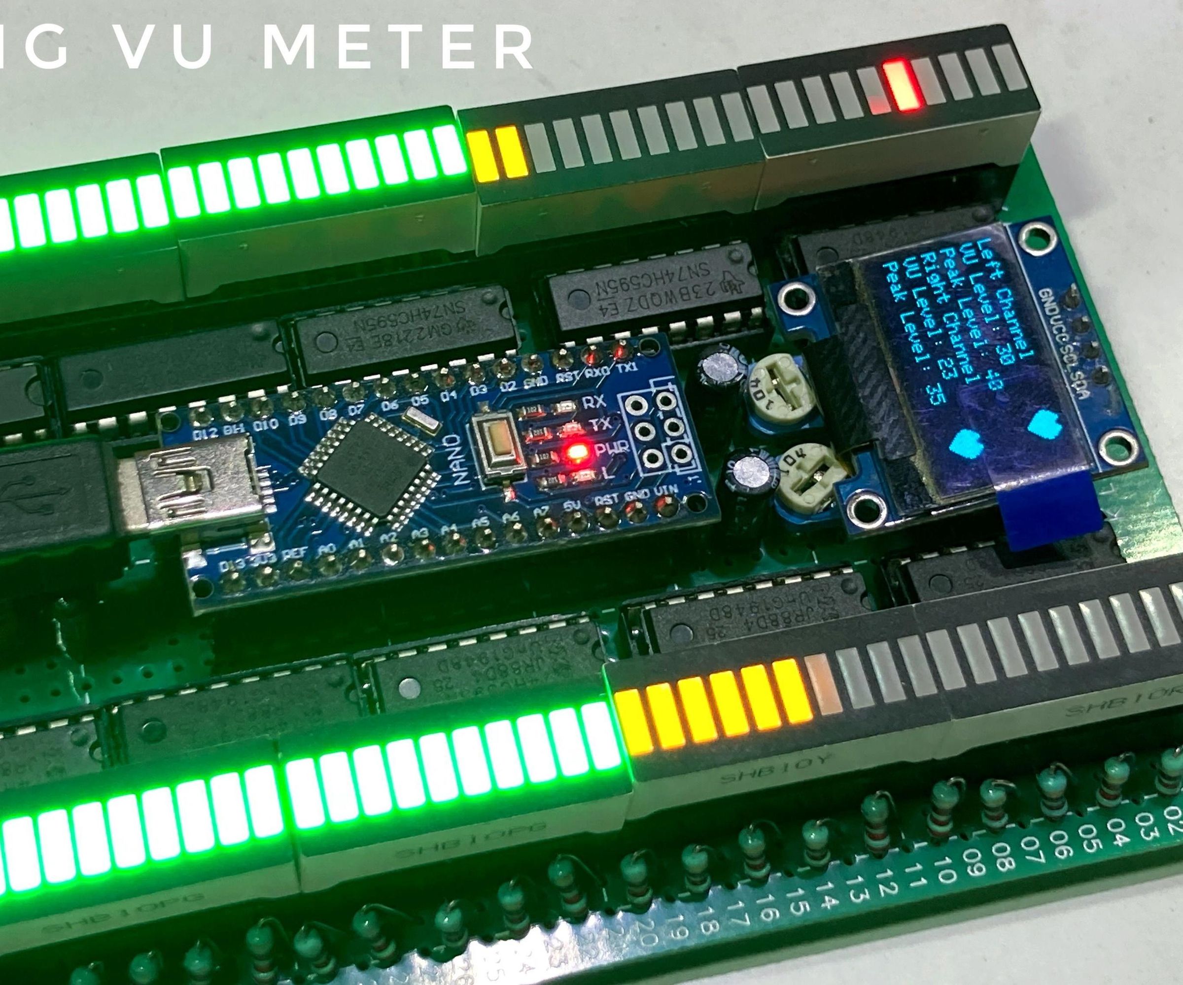Ultimate Stereo VU Meter With Peak and Hold Using Arduino and Serial Shift Register