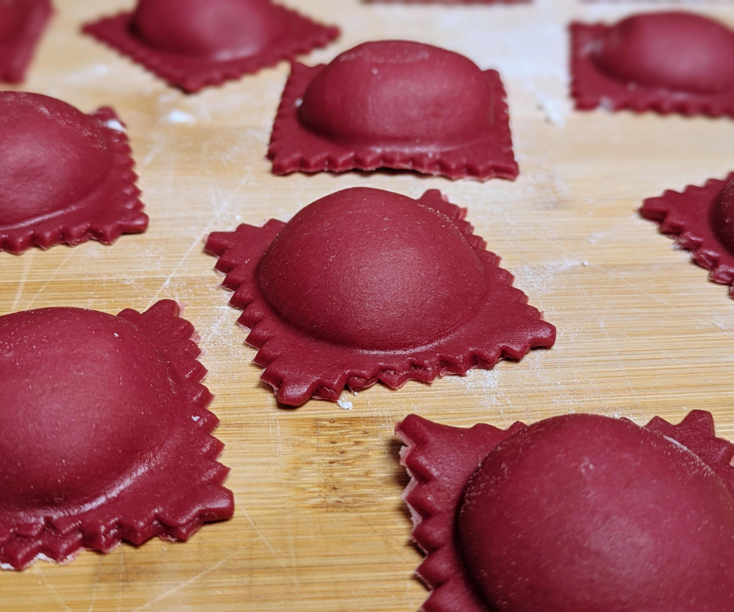 Naturally Dyed Roasted Red Beet Ravioli