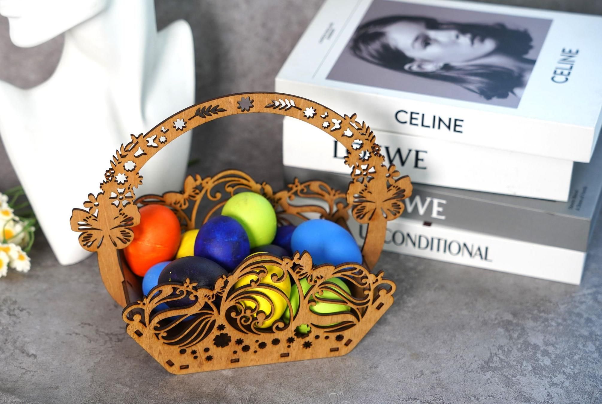 Laser Cut Wooden Easter Egg Basket