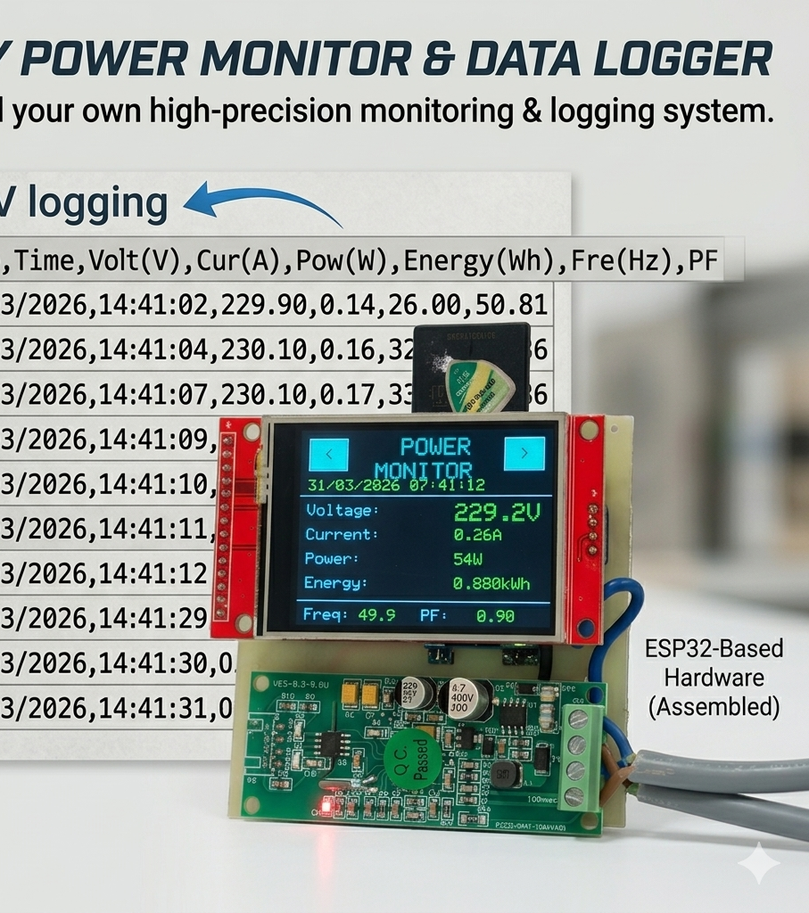 DIY Smart Power Meter With CSV Data Logging (PZEM-004T)