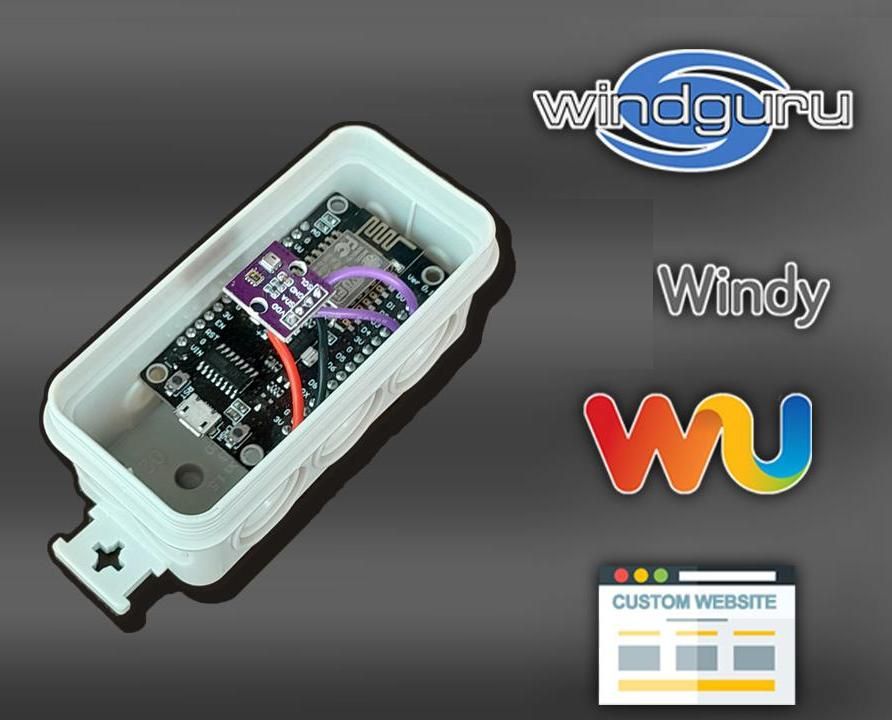 ESP8266 IOT WEATHER STATION (Windguru, Windy.com, WUnderground...)