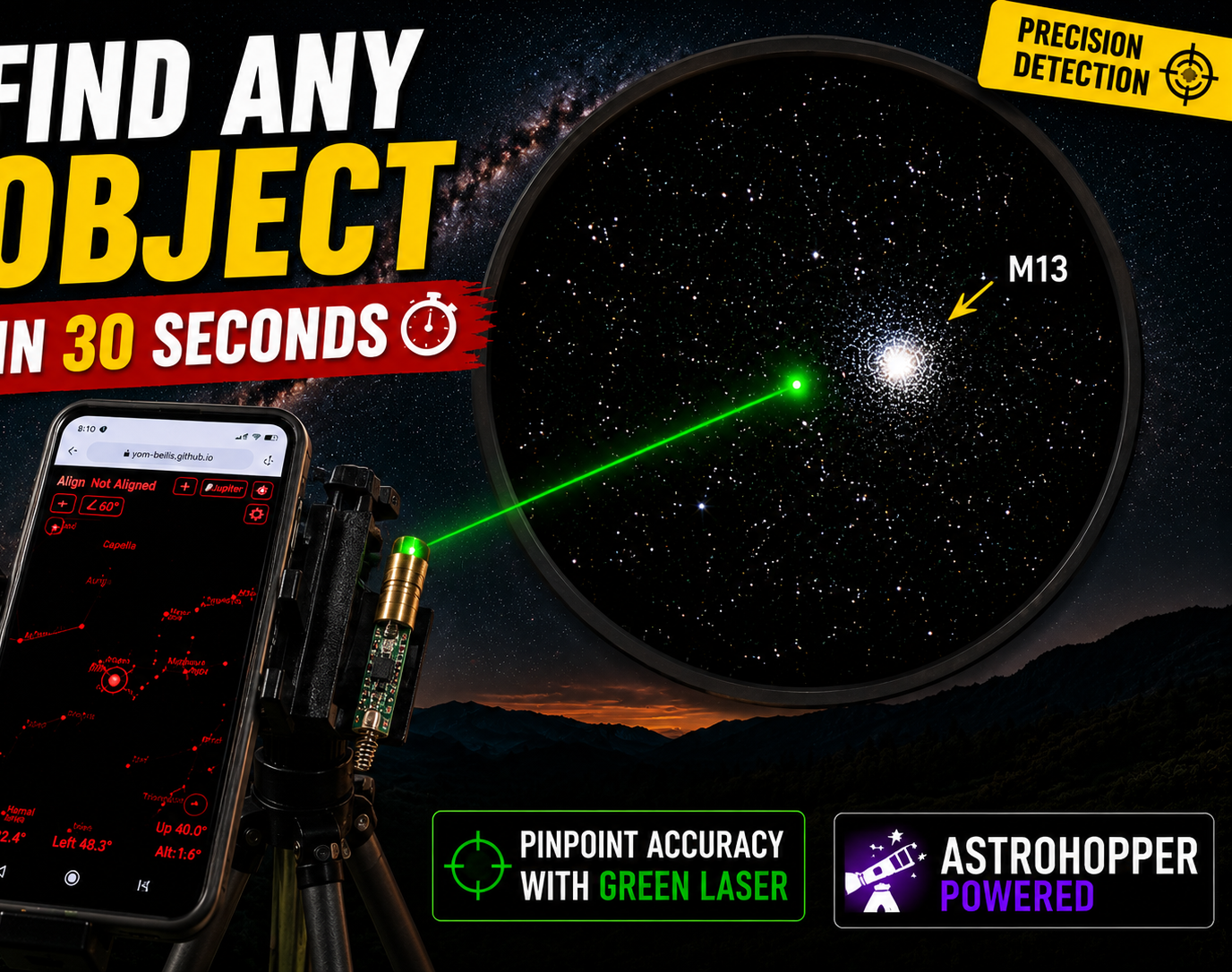 DIY Green Laser Night Sky Object Finder - Find Stars & Galaxies Instantly With Great Accuracy