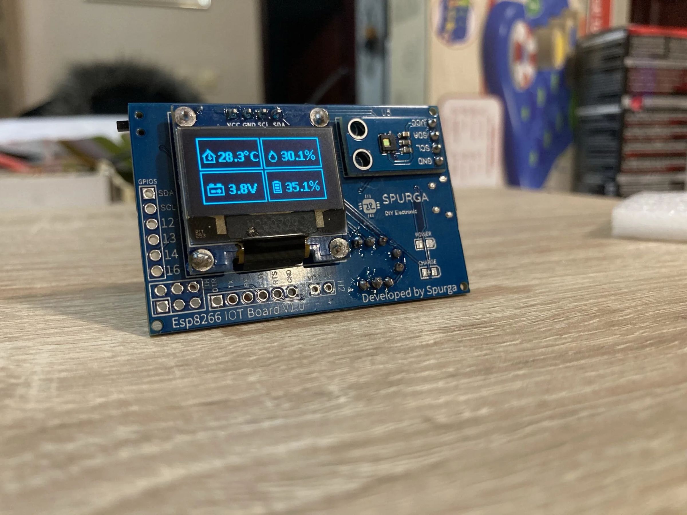 ESP8266 Development Board Battery and Solar Powered With OLED Display Sensor Integrated, LDO Voltage Regualtor and Battery Monitoring System