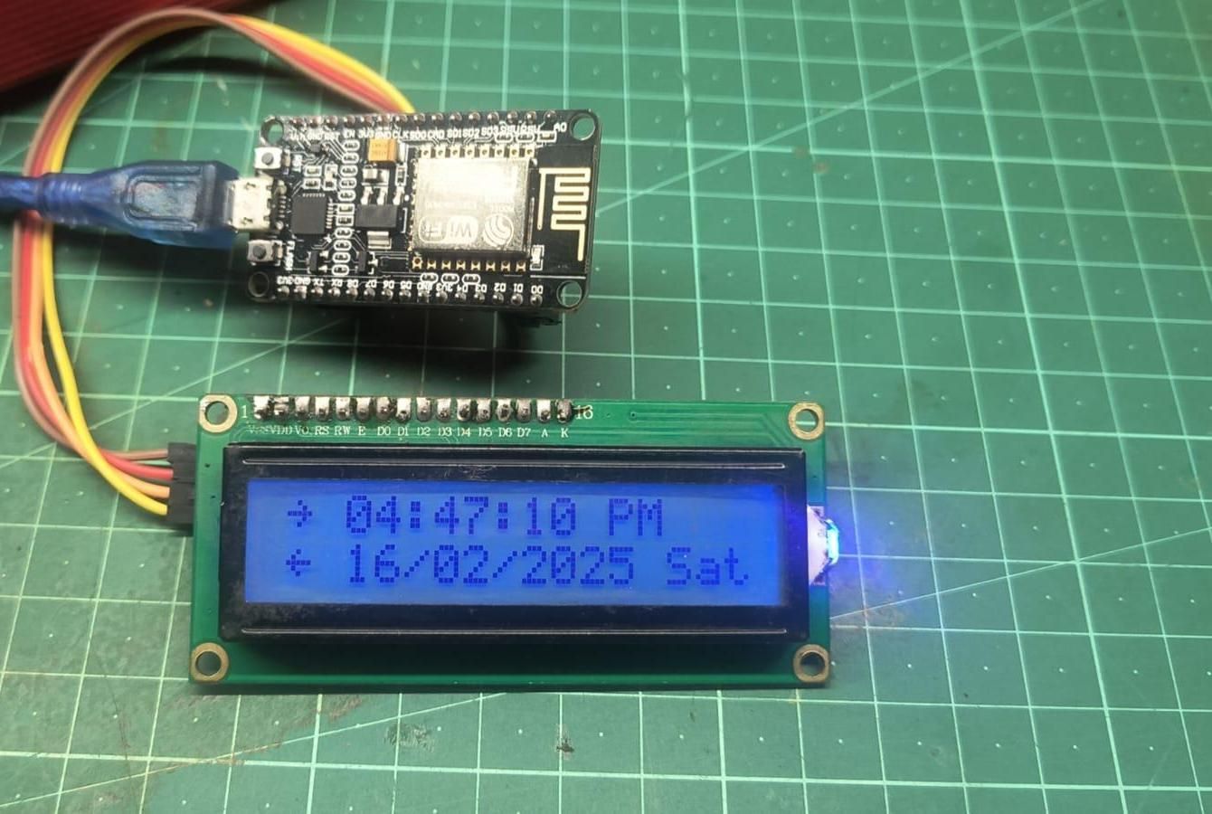 ESP8266 NTP Clock With 16x2 I2C LCD Display