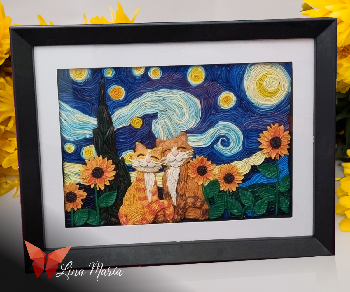 Whiskers and Sunflowers on the Starry Night: a Van Gogh-Inspired Polymer Clay Project