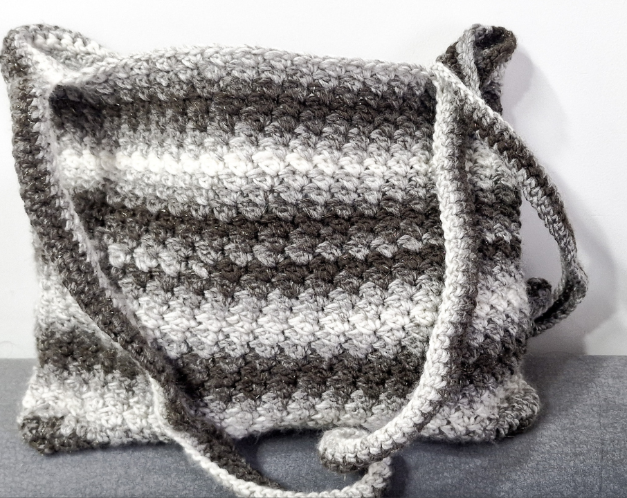 Cloud and Charcoal Easy Crochet Market Tote Bag