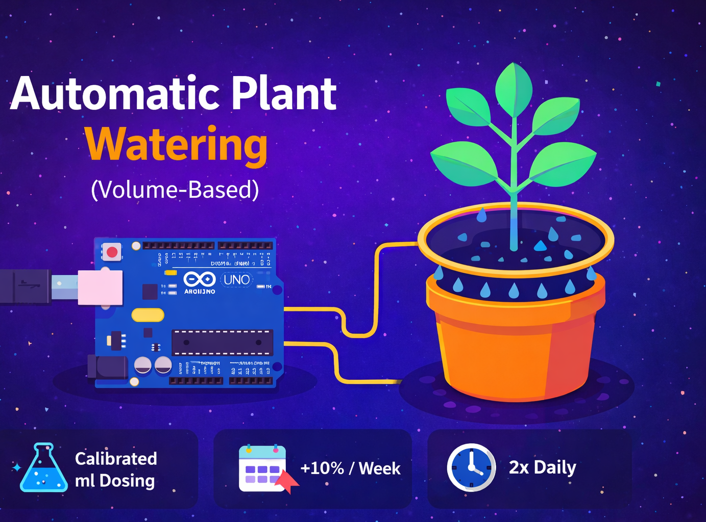 Simple Automatic Arduino Watering System (Volume Based, Arduino UNO/NANO)