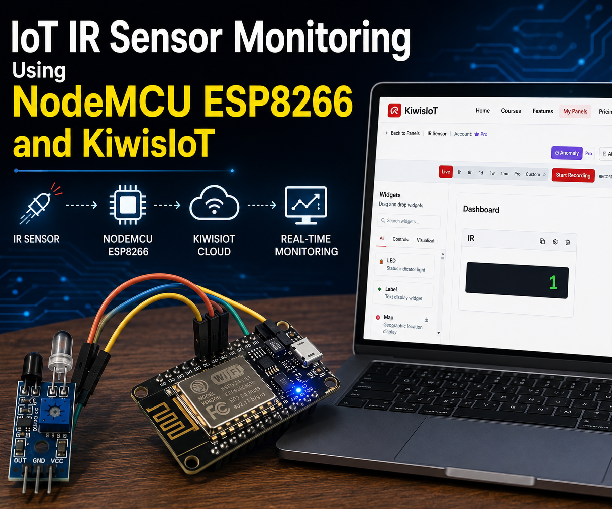IoT IR Sensor Monitoring Using NodeMCU ESP8266 and KiwisIoT
