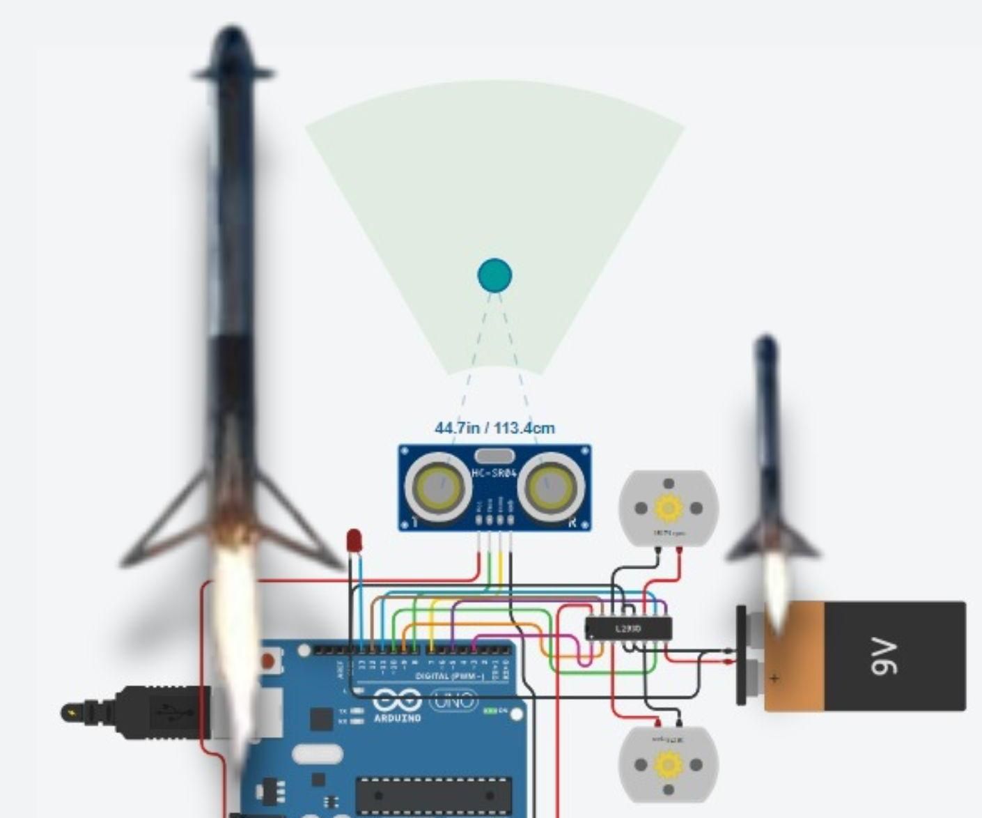 Arduino Controlled Landing Reusable Rocket - With Tinkercad Simulation