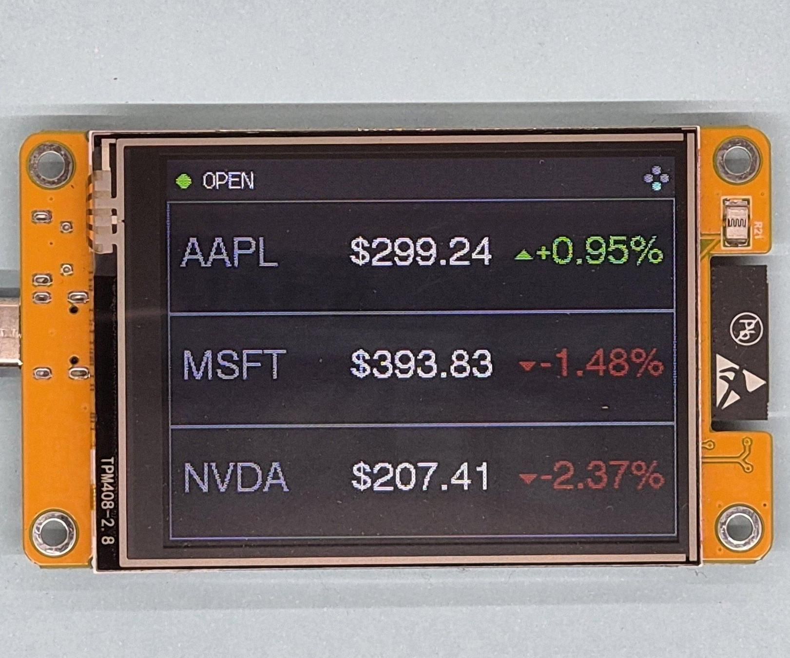 ESP32 CYD Stock and Crypto Price Ticker