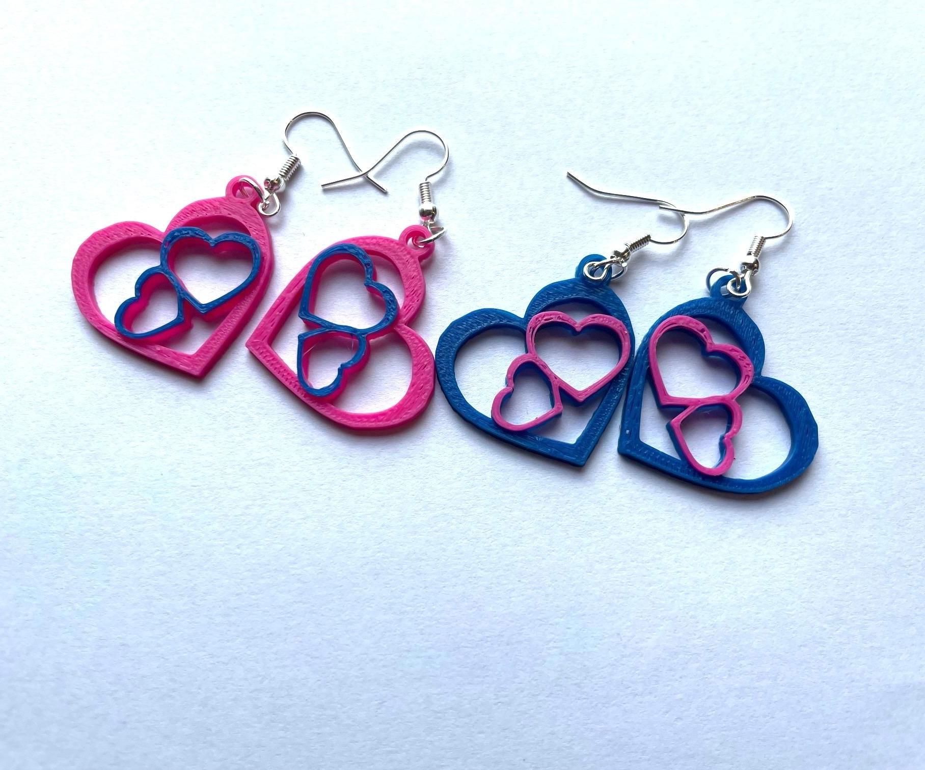 3D Heart Earrings