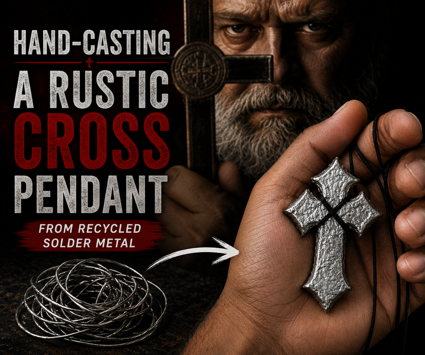 Hand-Casting a Rustic Cross Pendant From Recycled Solder Metal