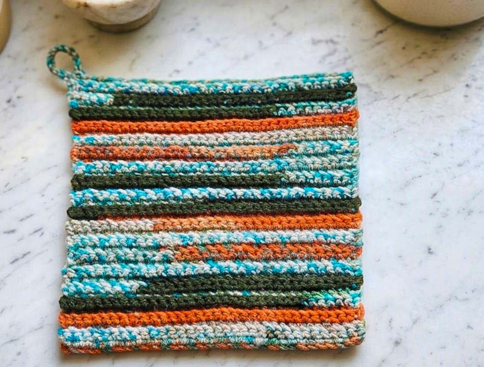 The Harvest Stripe Crochet Potholder