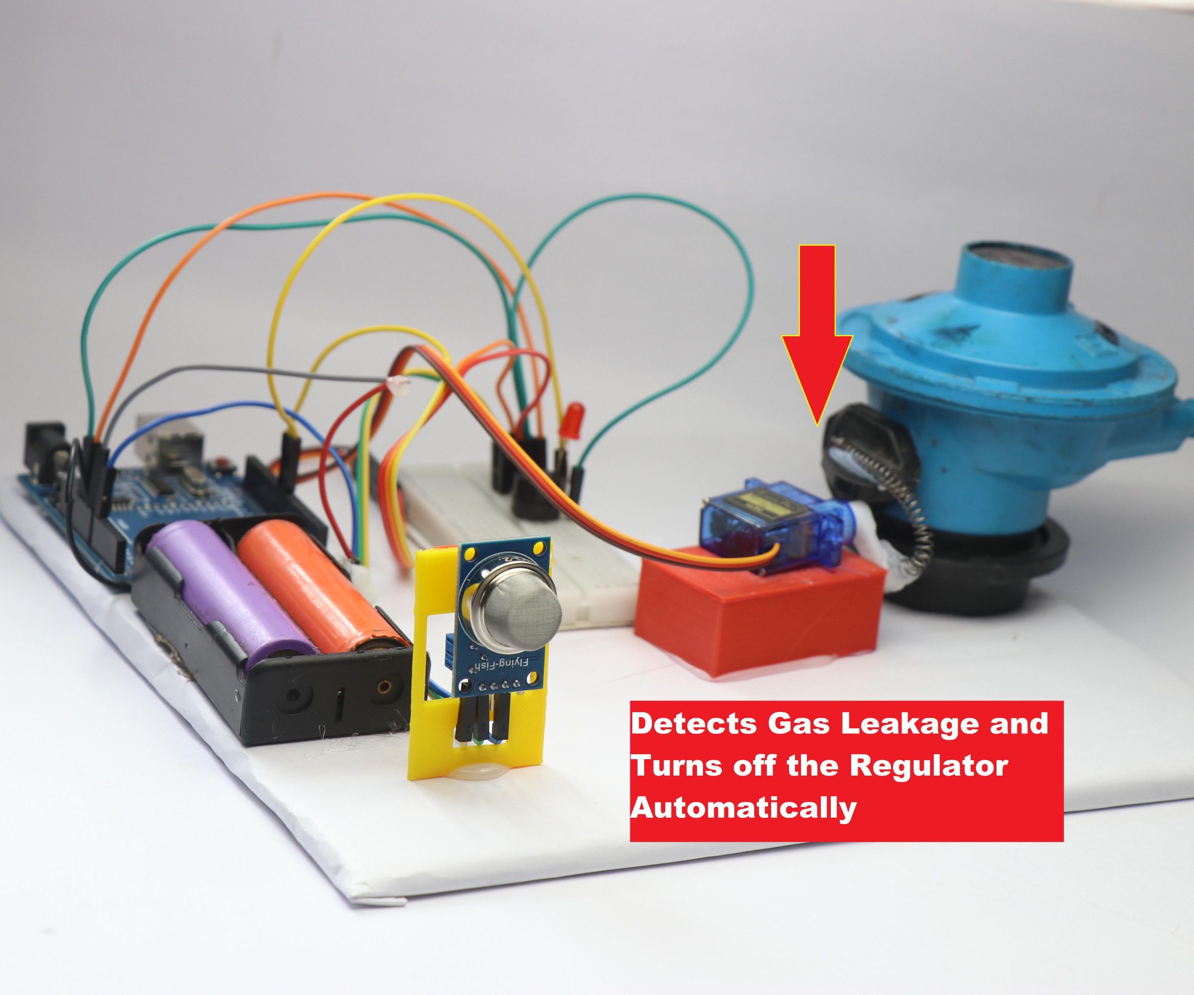 Arduino LPG Gas Leakage Detection System With Auto Cut-Off Regulator