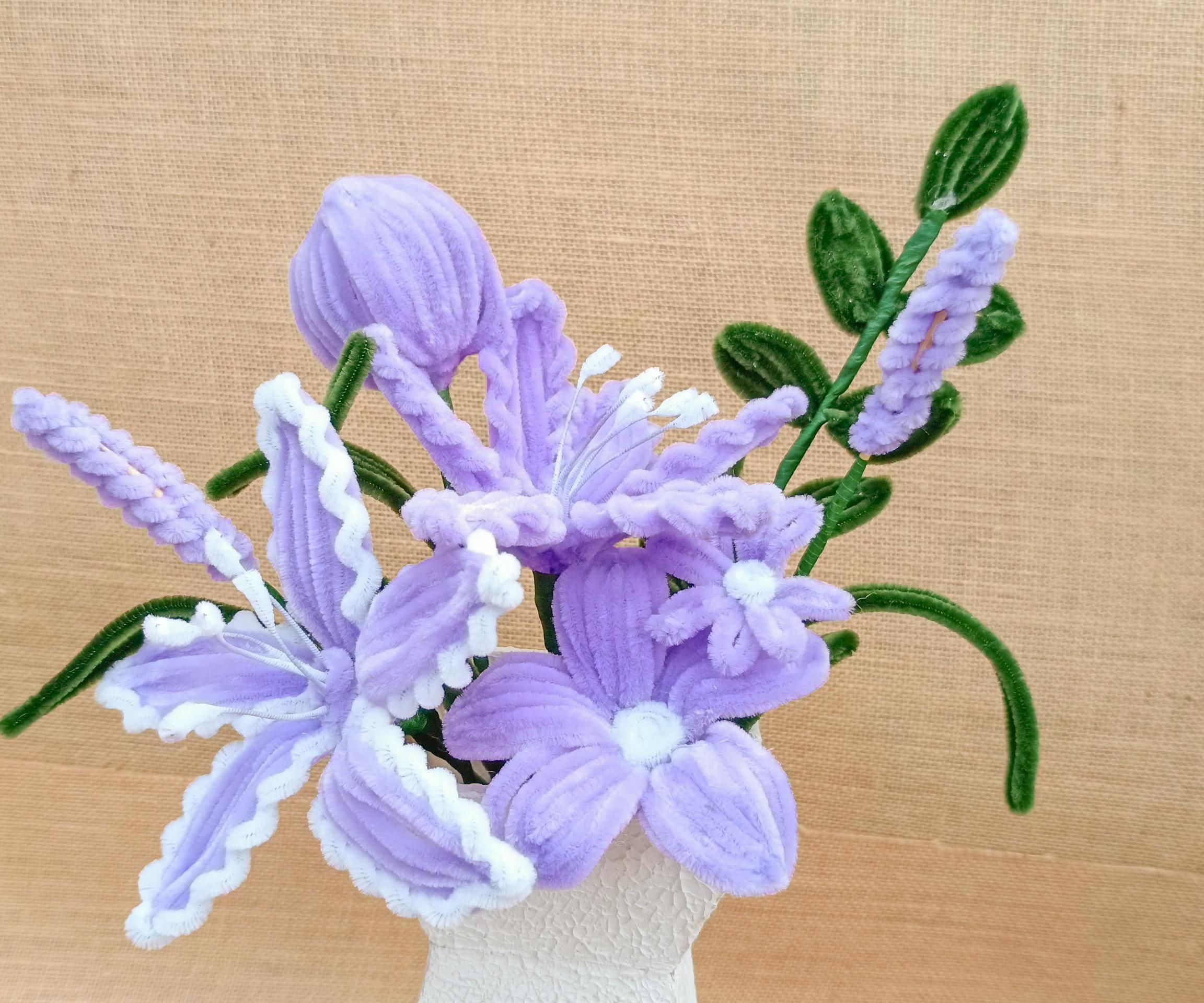 Purple Flowers With Pipe Cleaners