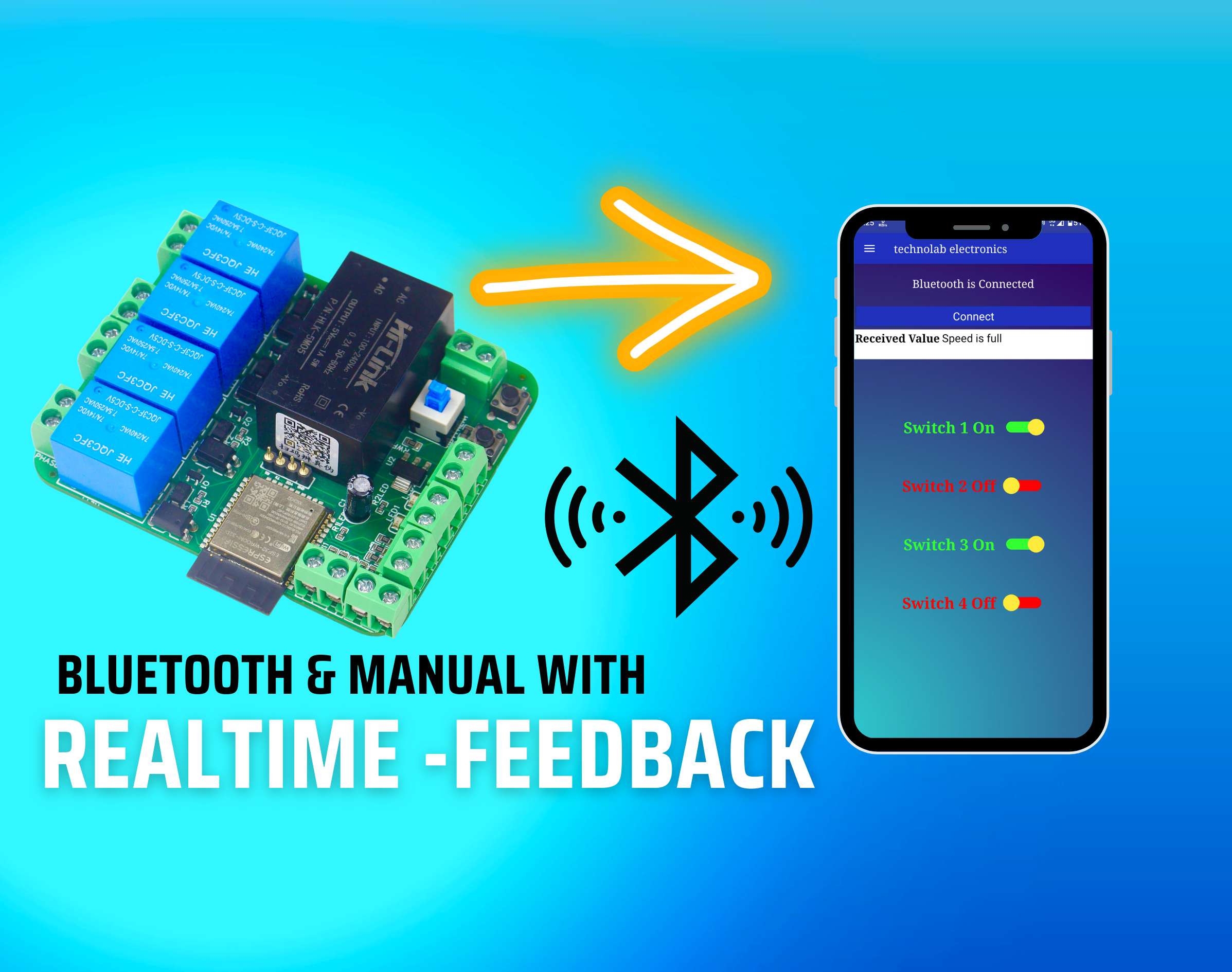 Bluetooth & Manual Control Home-Automation System With Realtime Feedback.