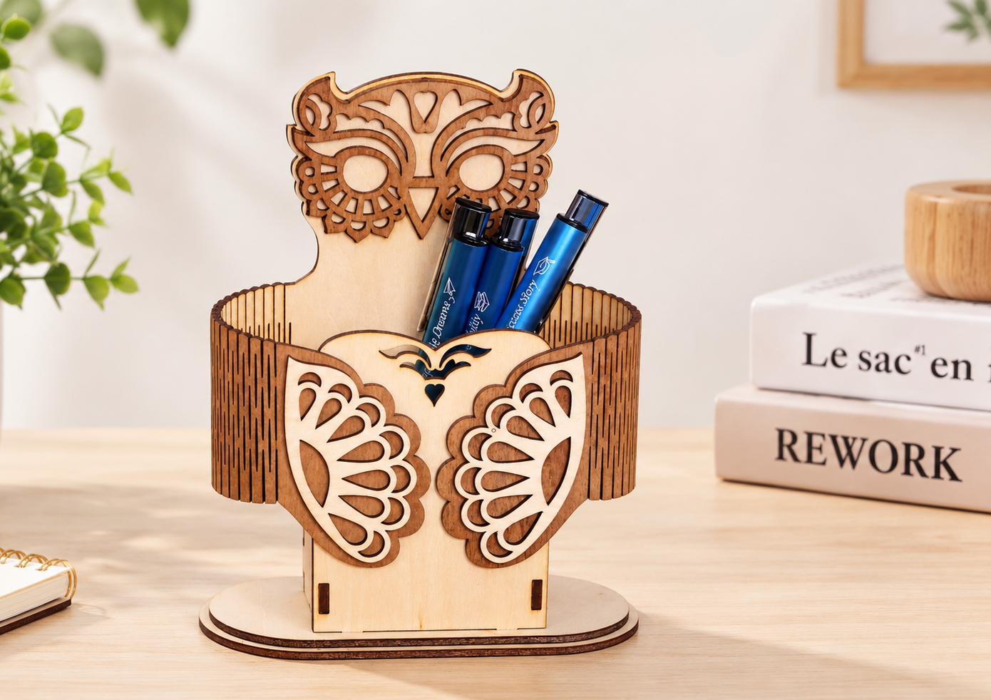DIY Plywood Owl Pen Holder