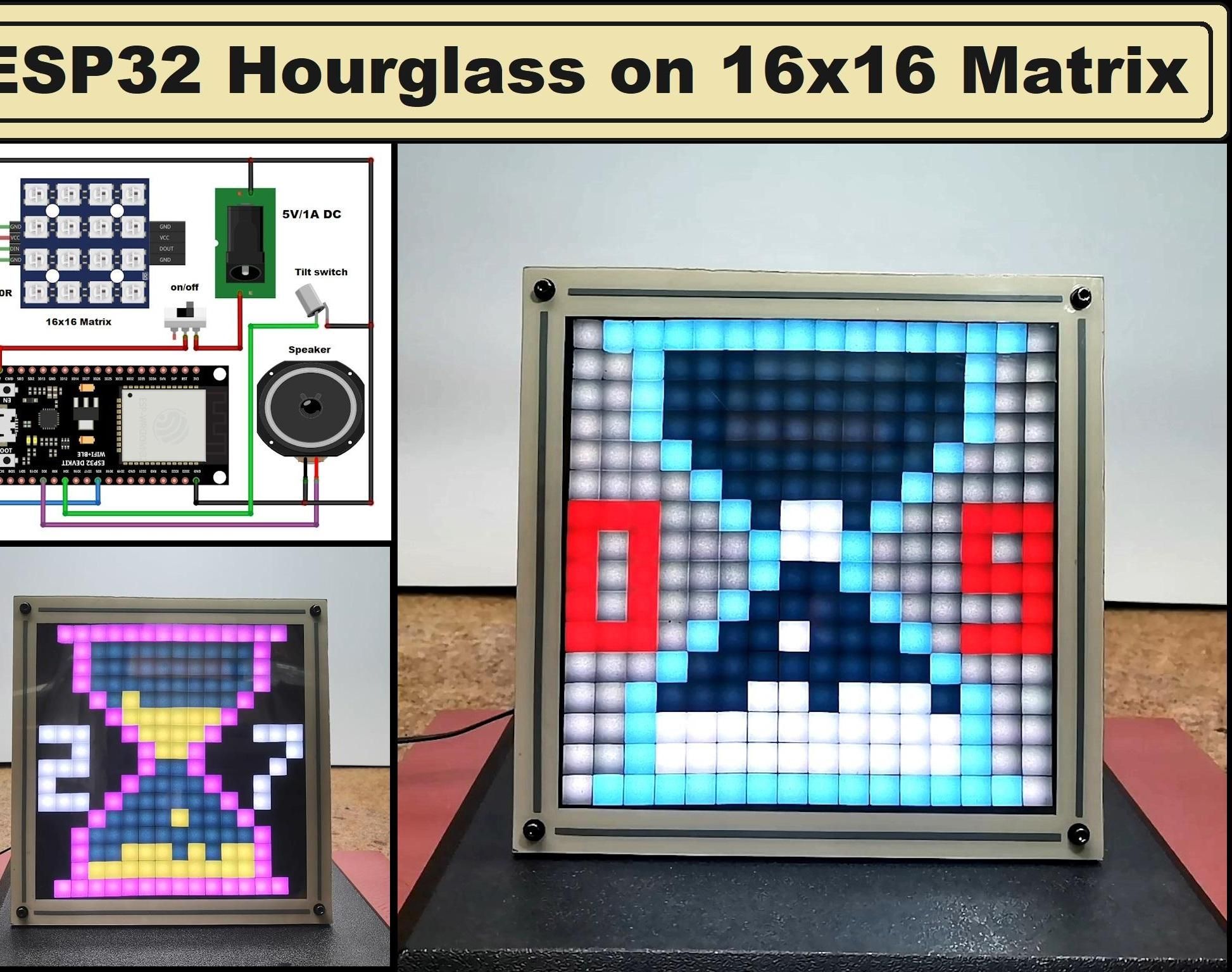 Dynamic LED Hourglass With Sound Effects - ESP32 & 16x16 Color Matrix Tutorial